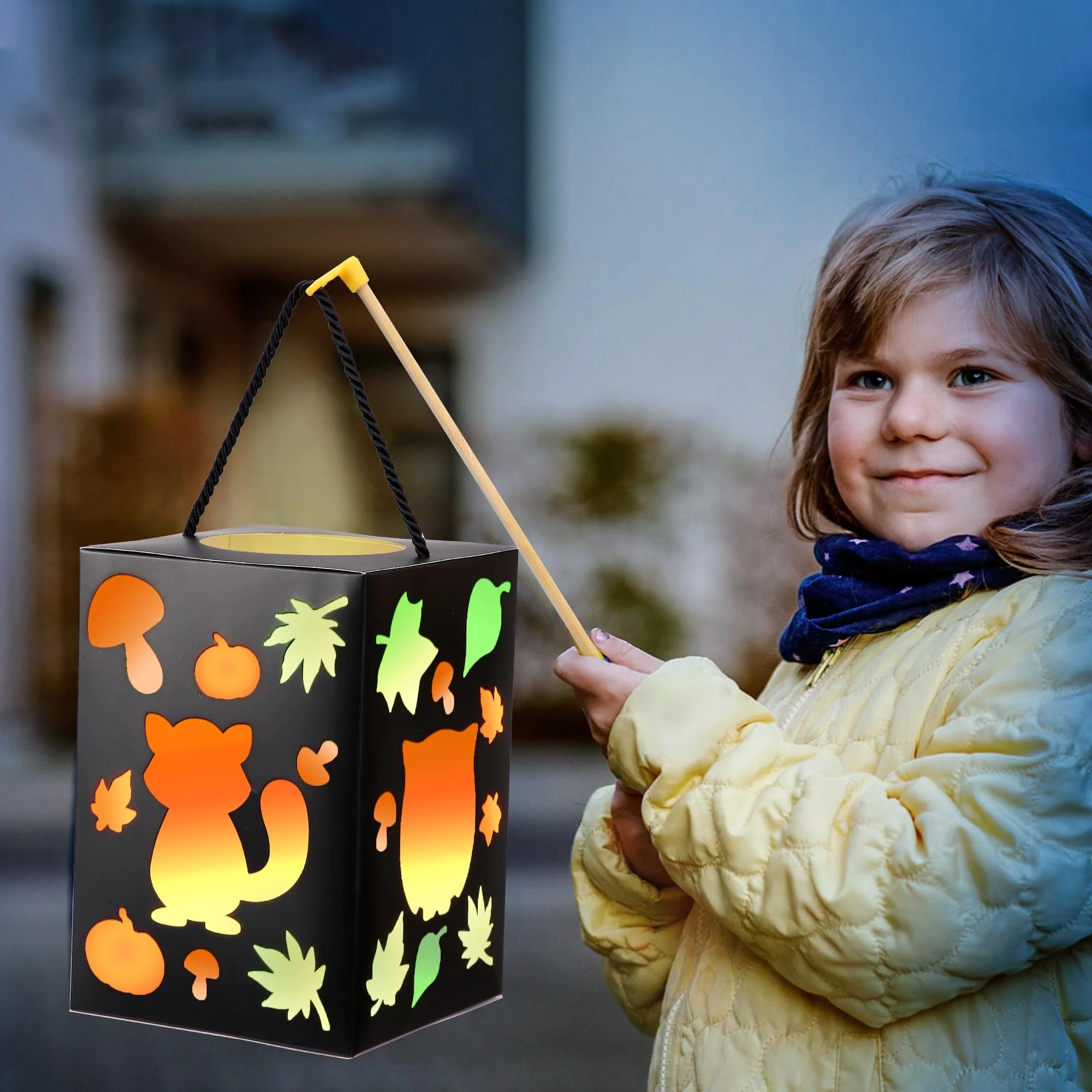 Herenear 4-teiliges Laternen Bastelset für Kinder, Sankt Martin Laterne Basteln, Waldtiere Laternen mit LED und Buntglaseffekt, St. Martin Laternenumzug, Kreatives Geschenk-Set für Jungen Mädchen - Image 6