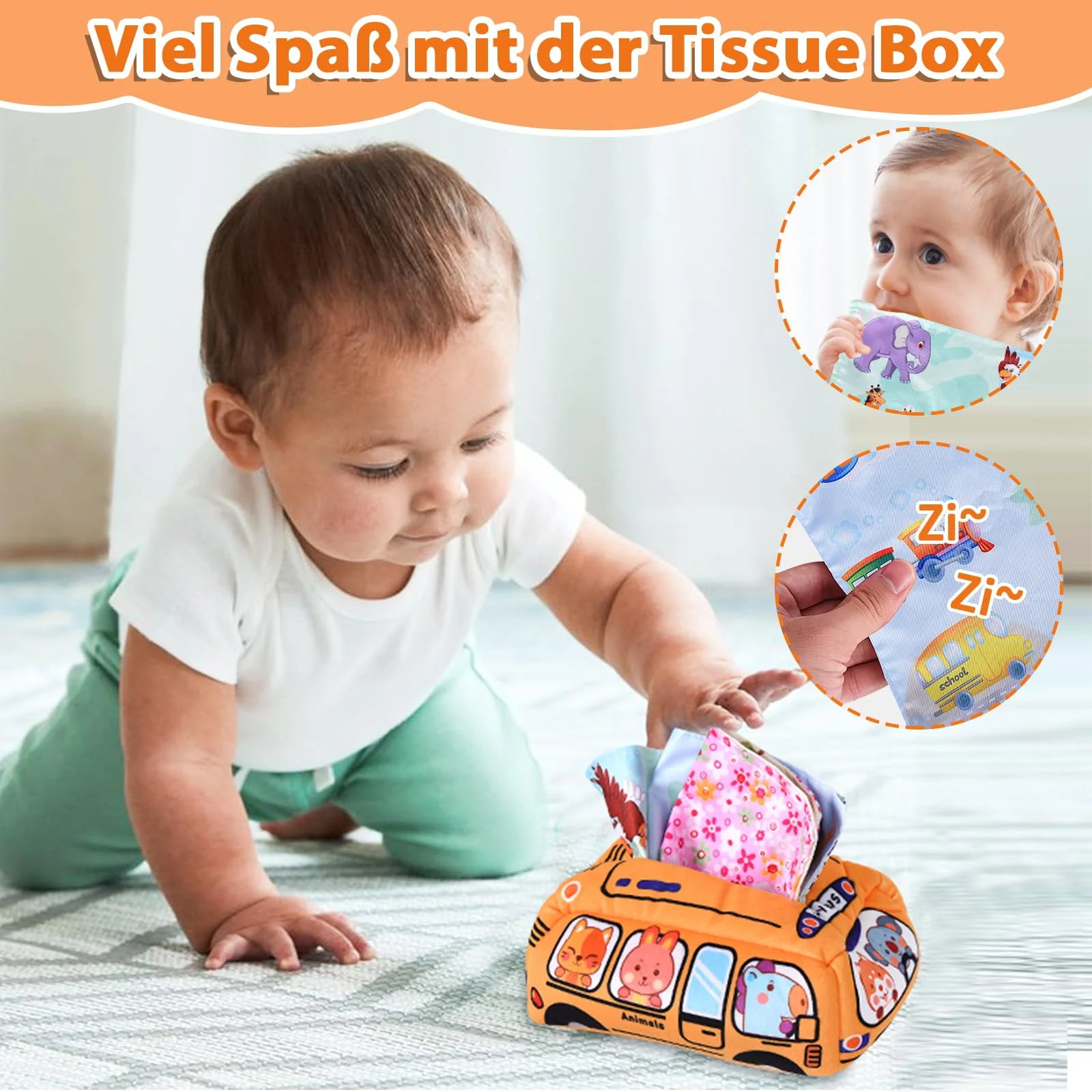 Herenear 6 in 1 Montessori Spielzeug Baby, Spielzeug Baby ab 6 Monate, Motorikspielzeug, Stapelspiel Bausteine, Tissue Box, Montessori Spielzeug ab 1 Jahr, Geschenk für Junge Mädchen - Image 4