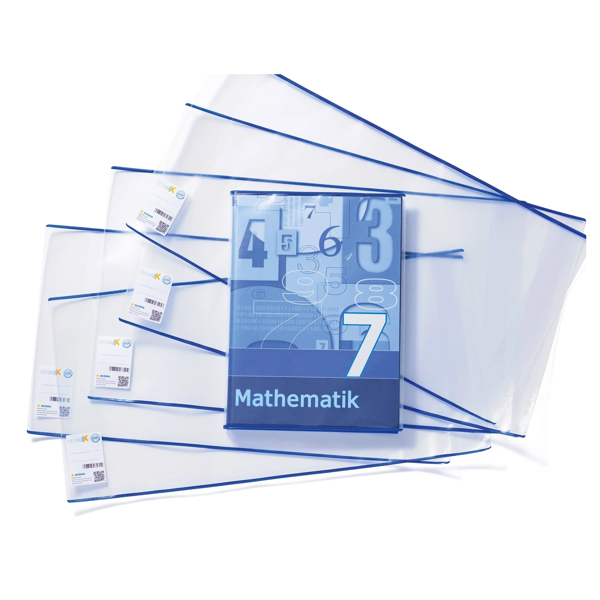 HERMA 20233 Buchumschläge 26,5 x 54 cm HERMÄX Classic, 10 Stück, Buchhüllen mit Beschriftungsetikett & Kantenschutz aus abwischbarer Polypropylen-Folie, Buchschoner Set für Schulbücher, transparent - Image 7