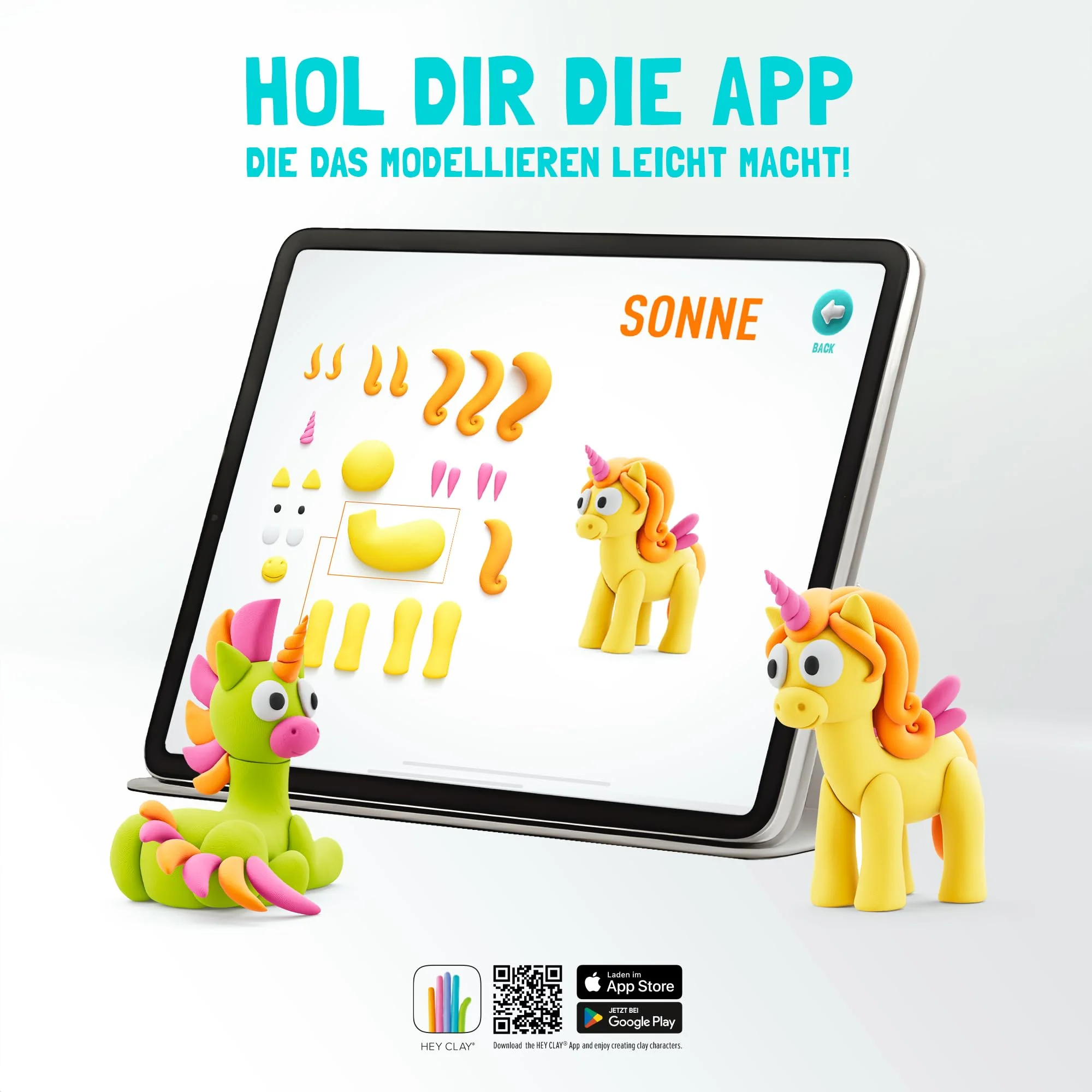 Hey Clay Regenbogen-Einhörner 15 Dosen Set - Buntes Modellier-Set für Kinder mit lufttrocknender Knete 15 Dosen mit Modellierwerkzeugen und lustigen interaktiven Anleitungen - Image 6