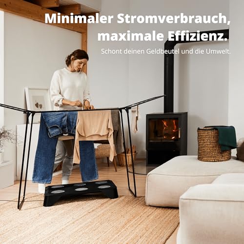 HEYDRY Wäschetrockner Wäscheständer - Made in Germany - schneller trockene Wäsche - platzsparend energiesparend klein - für jede Wäsche - Trockner Ventilator Lüfter - weiß - Image 2