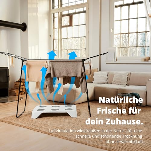 HEYDRY Wäschetrockner Wäscheständer - Made in Germany - schneller trockene Wäsche - platzsparend energiesparend klein - für jede Wäsche - Trockner Ventilator Lüfter - weiß - Image 4
