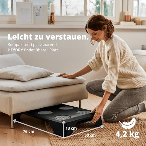 HEYDRY Wäschetrockner Wäscheständer - Made in Germany - schneller trockene Wäsche - platzsparend energiesparend klein - für jede Wäsche - Trockner Ventilator Lüfter - weiß - Image 7