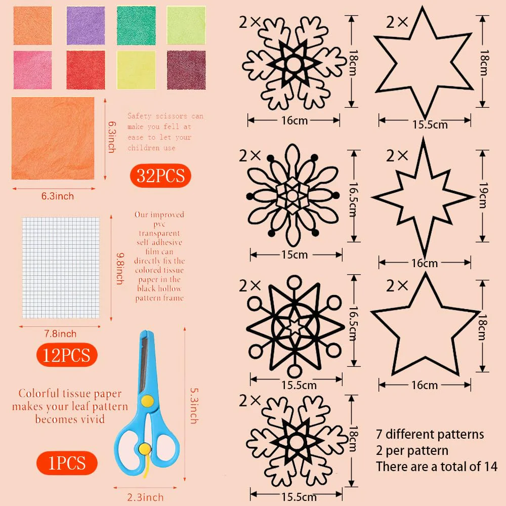 HEYIDAMAI 14 Stück Weihnachten Fensterbilder Basteln, Bastelvorlagen Weihnachten Kinder, Basteln Kinder, Sonnenfänger Bastelset, DIY Bastelset Geschenk. - Image 7