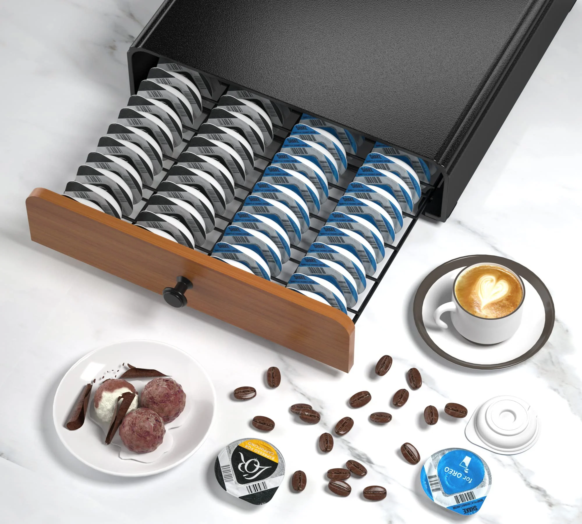 HFHOME 64 Kapselhalter für Tassimo Kapselschublade Metall Kaffeekapselhalter Kapselspender Ständer Kaffeekapselständer Schubladenablage Stapelständer - Image 4