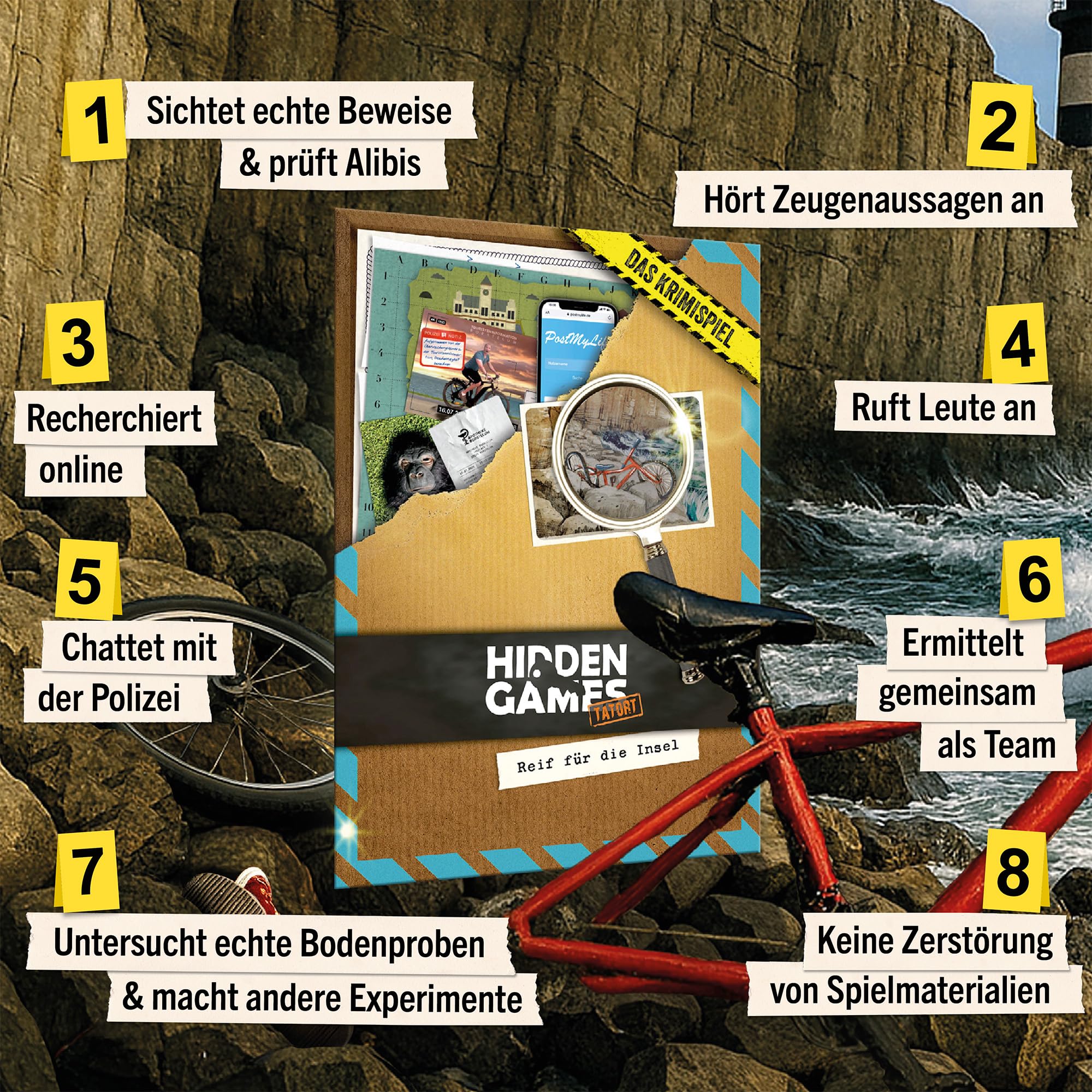 Hidden Games Tatort – Reif für die Insel – Krimispiel für Erwachsene – Krimigame – spannendes Detektivspiel – Escape Room Spiel – Tatortspiel – Mordfall lösen - Image 8