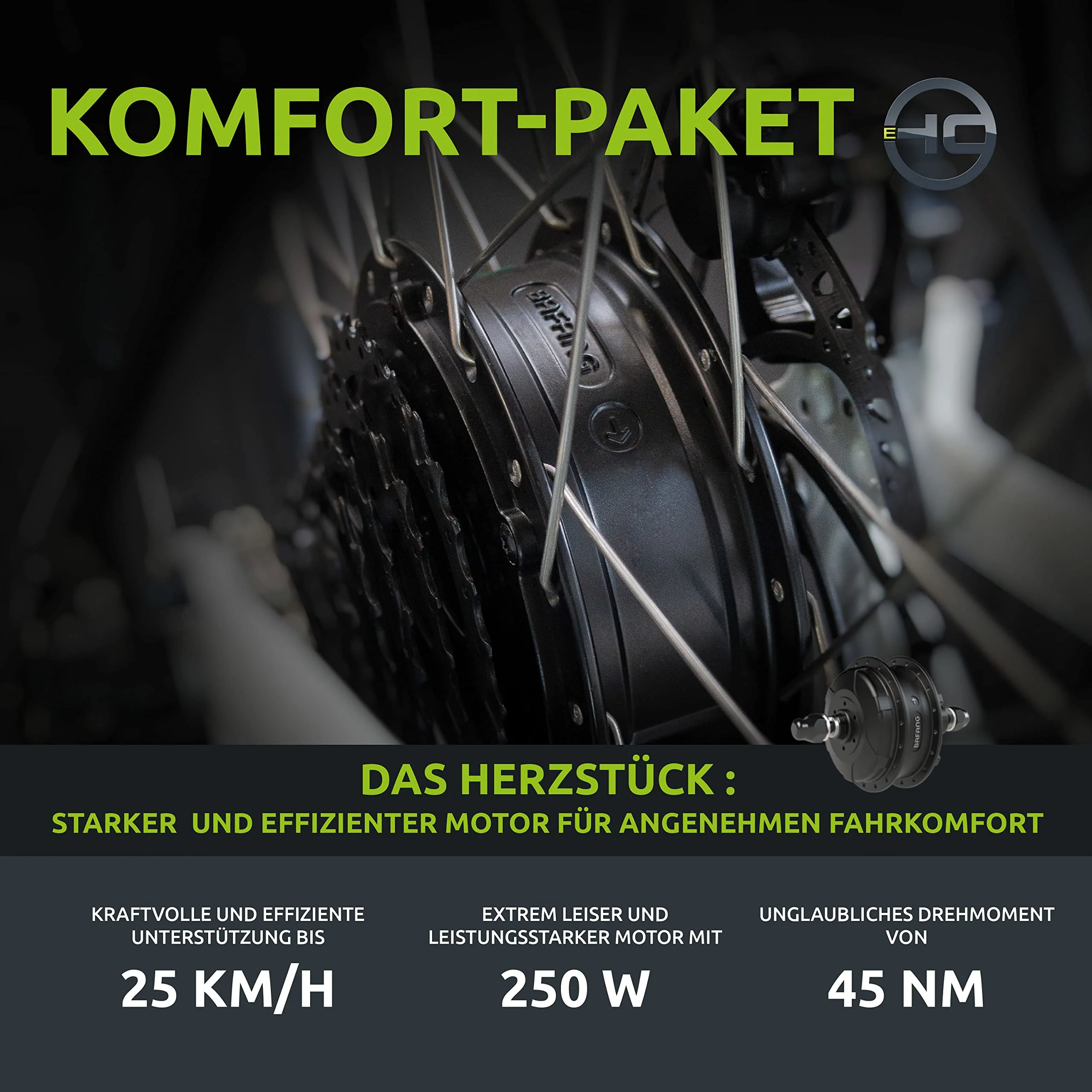 Highphoria Elektrofahrrad City E-Bike 26 Zoll für Damen, 25 km/h Tiefeinsteiger Elektrische Fahrrad mit Bafang-Motor 250W, 8 Gang Schaltung Pedelec(Weiß-Schwarz) - Image 4
