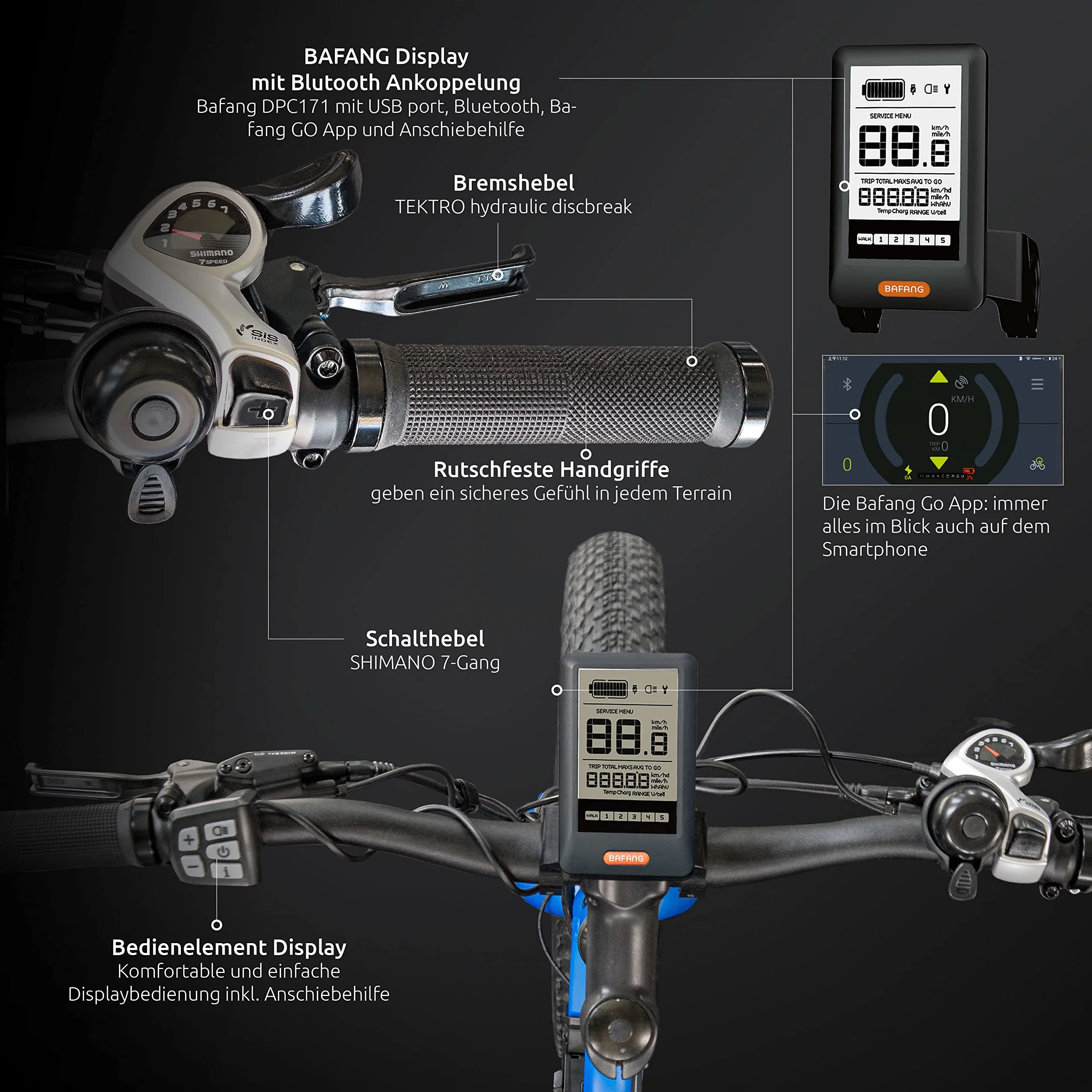 Highphoria Elektrofahrrad Kinder 20 Zoll, Fat Tire E-Bike für Kids, 25 km/h 100km E-Mountainbike Elektro Fahrrad mit 48V 250W Motor, 7-Gänge Pedelec (Blau/Blau) - Image 5