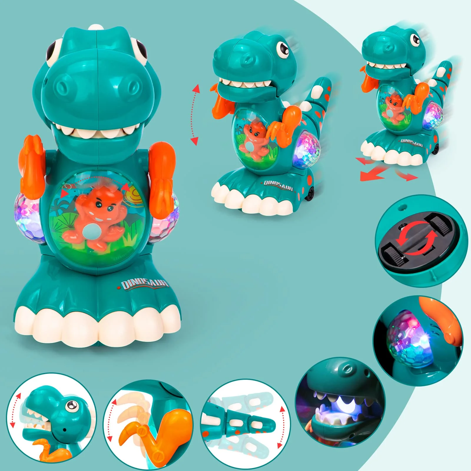 Highttoy Spielzeug ab 1 Jahr, Musik Licht Krabbelnde Dinosaurier Baby Spielzeug ab 12 Monate Baby Sensorisches Musik Dinosaurier Spielzeuge Geschenke 1 Jahr Junge Mädchen - Image 7