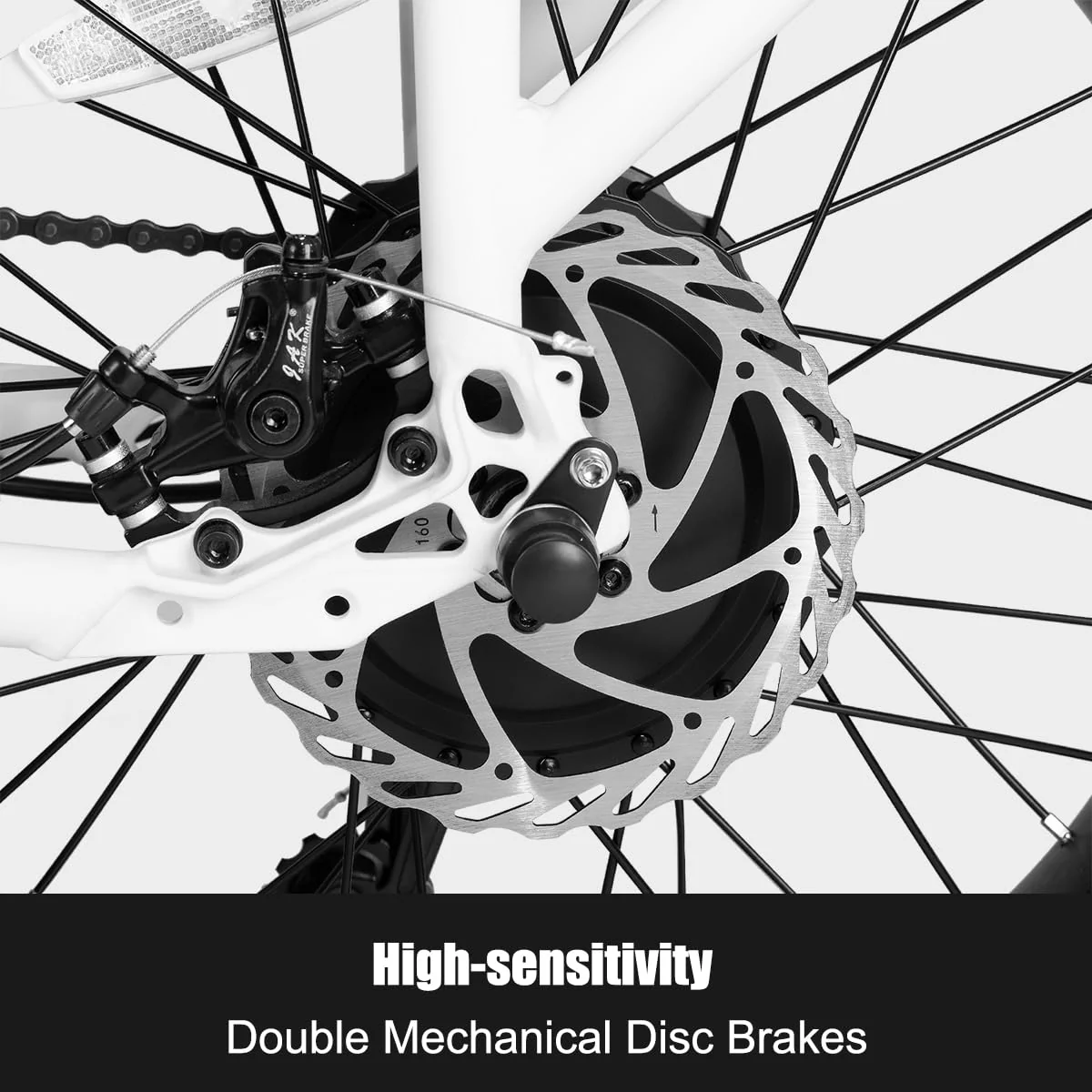 HILAND 20 Zoll 4.0 Fat Tire E Bike Cargo für Erwachsene, Aluminium Alloy Frame Fat Tire Elektrofahrrad, Suspension Fork Elektrofahrrad mit Gepäckträger für Damen und Herren Silber - Image 8