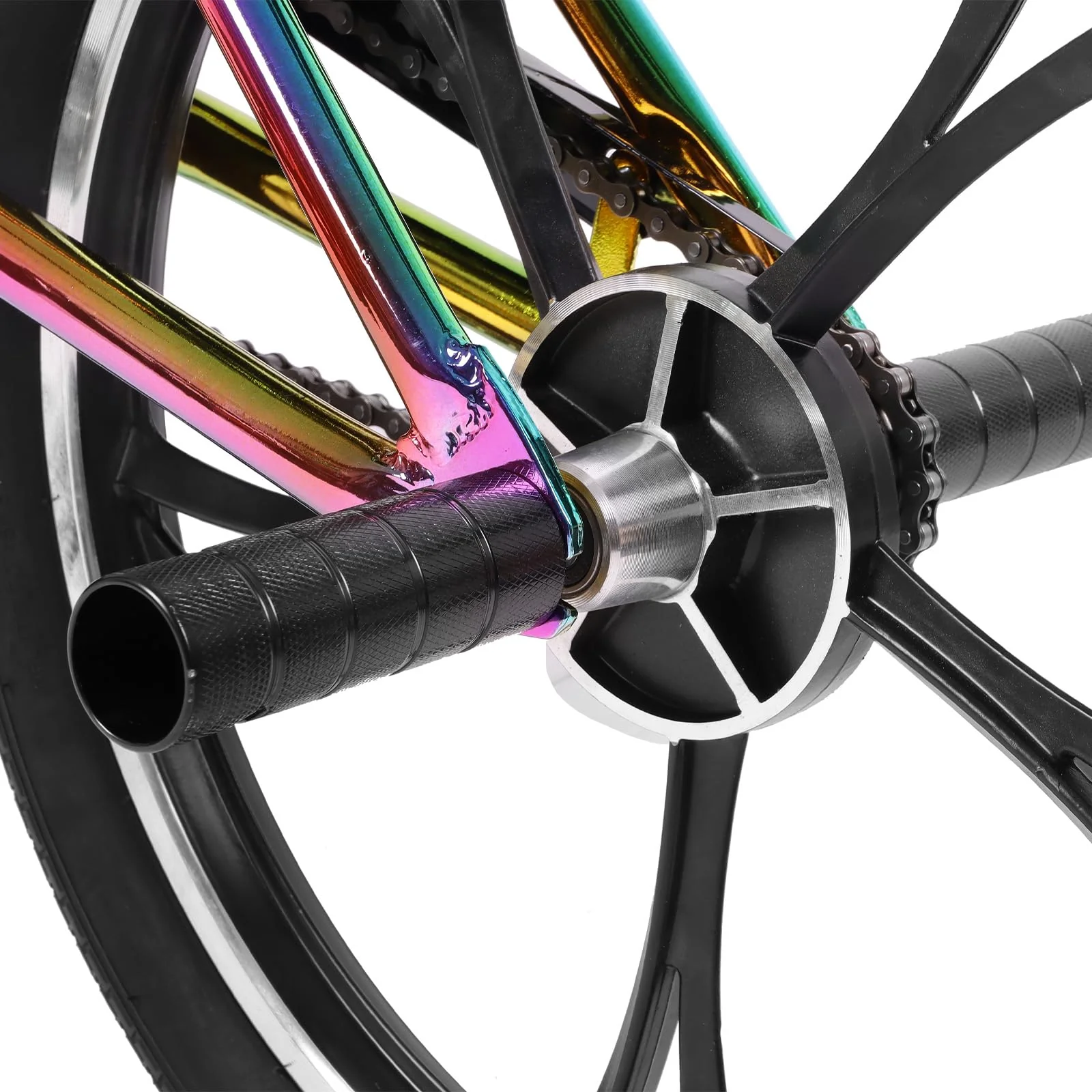 Hiland 20 Zoll 5 Speichen Kinder BMX Fahrrad für Jungen Mädchen ab 7 8 9 10 Jahre alt, 360 Grad Rotor Freestyle, 4 Pegs Single Speed Kinder BMX Fahrrad Regenbogen - Image 8