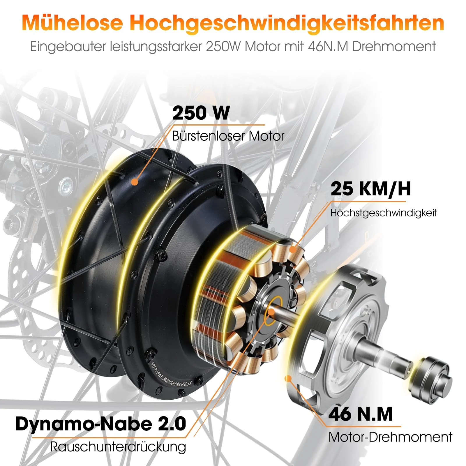 Hiland 26 Zoll Elektro-Mountainbike mit 250W Motor & 36V 7.8Ah Akku, Elektrofahrrad für Männer Frauen, All-Terrain Erwachsene Elektro-MTB mit Gabelfederung, Weiß - Image 7