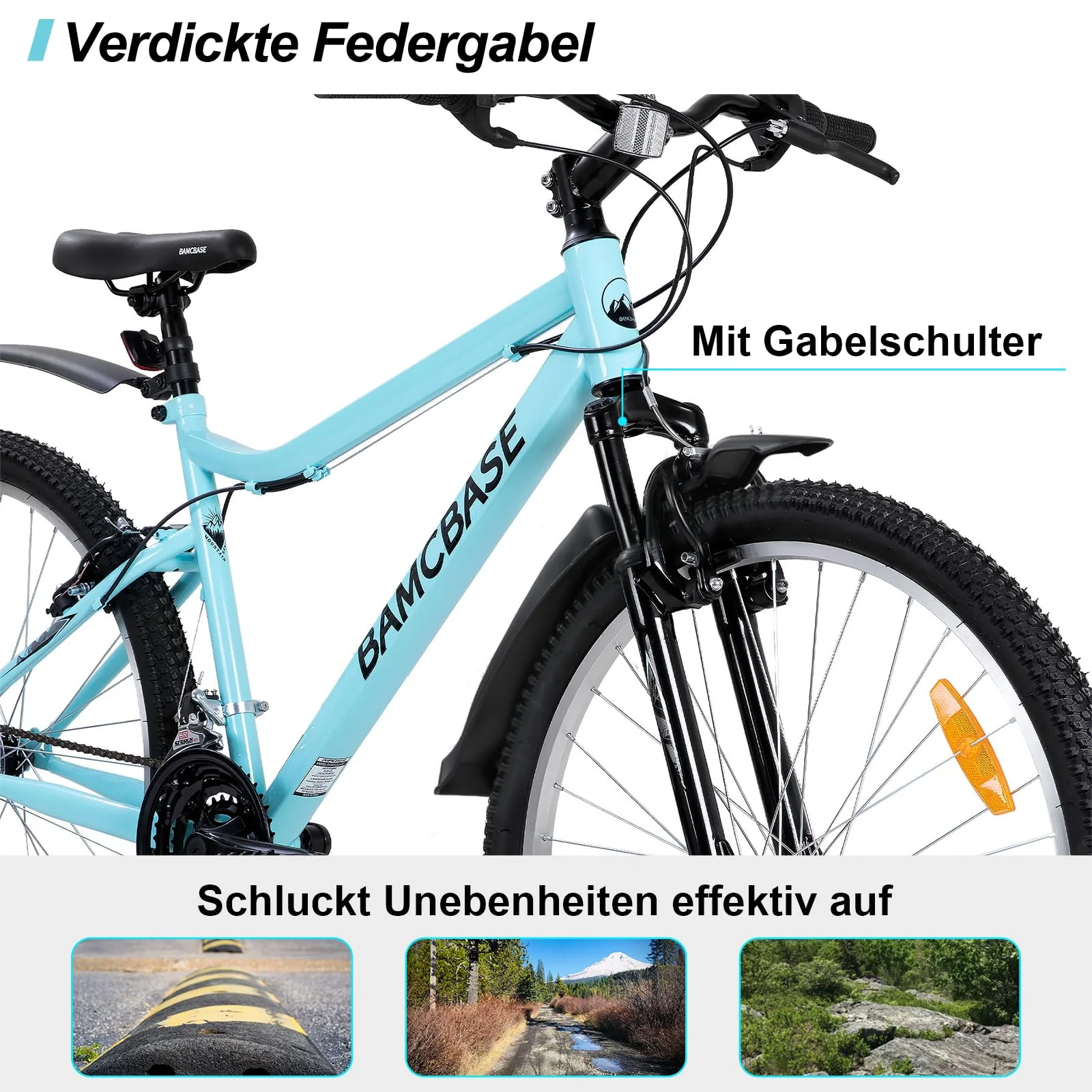 HILAND 26 Zoll Mountainbike für Frauen, 18-Gang Schaltung, Damen Mountainbike mit V-Bremsen, Robustes MTB für Frauen, Grün - Image 5
