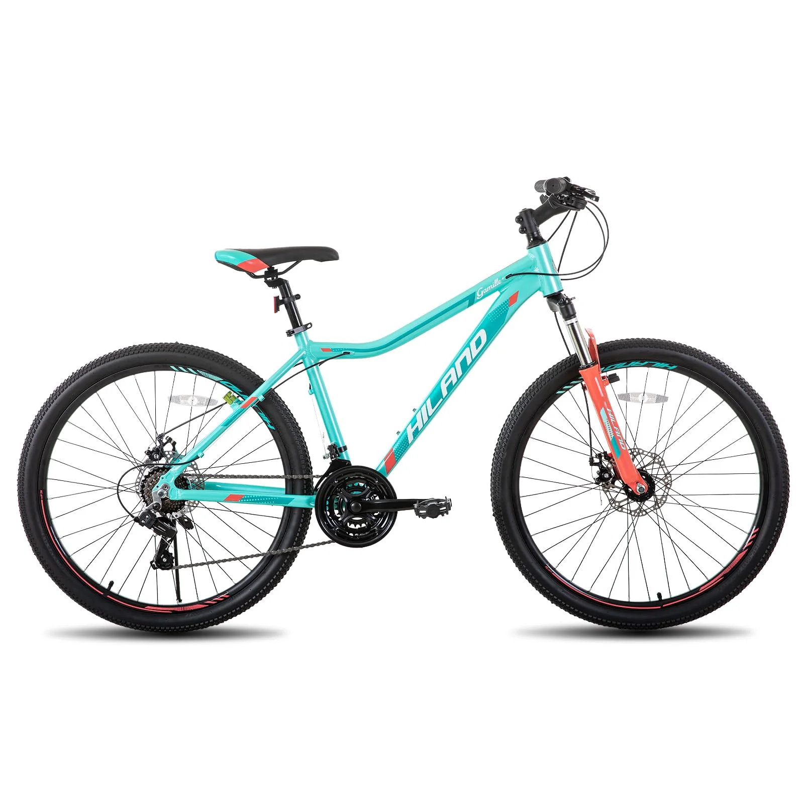 Hiland 26 Zoll Mountainbike für Frauen, 21-Gang mit Lock-Out-Federgabel, Dual-Scheibenbremsen, Aluminium-Rahmen MTB, Erwachsene Damen Damen Fahrrad Herrenfahrrad, Mint Grün - Image 2