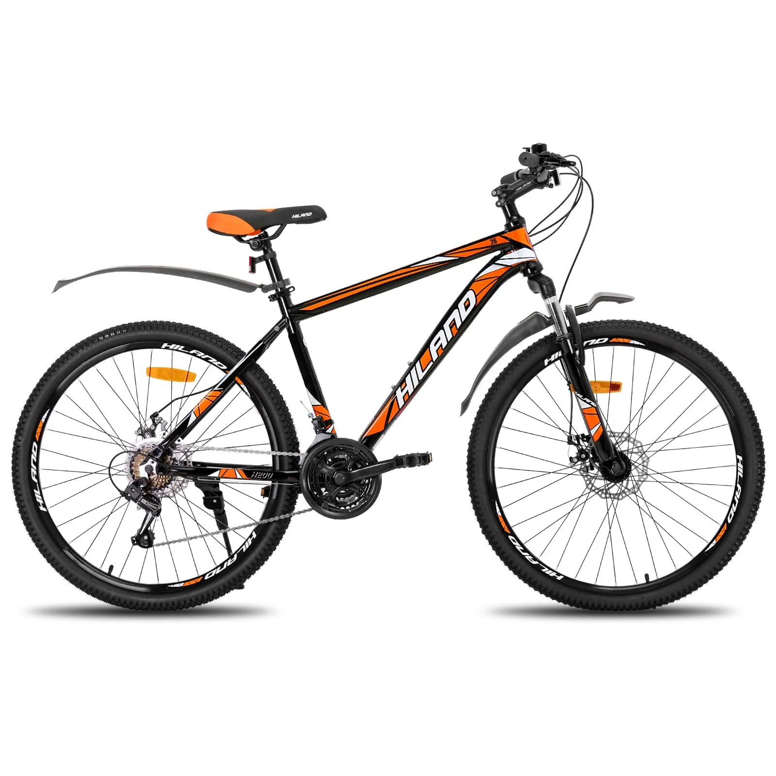 HILAND 27,5 Zoll Mountainbike 21-Gang MTB Aluminiumrahmen Scheibenbremse Speichenräder Jugendliche Fahrad Herr Damen Einteiliges Fahrradrad Schwarz&Orange - Image 2