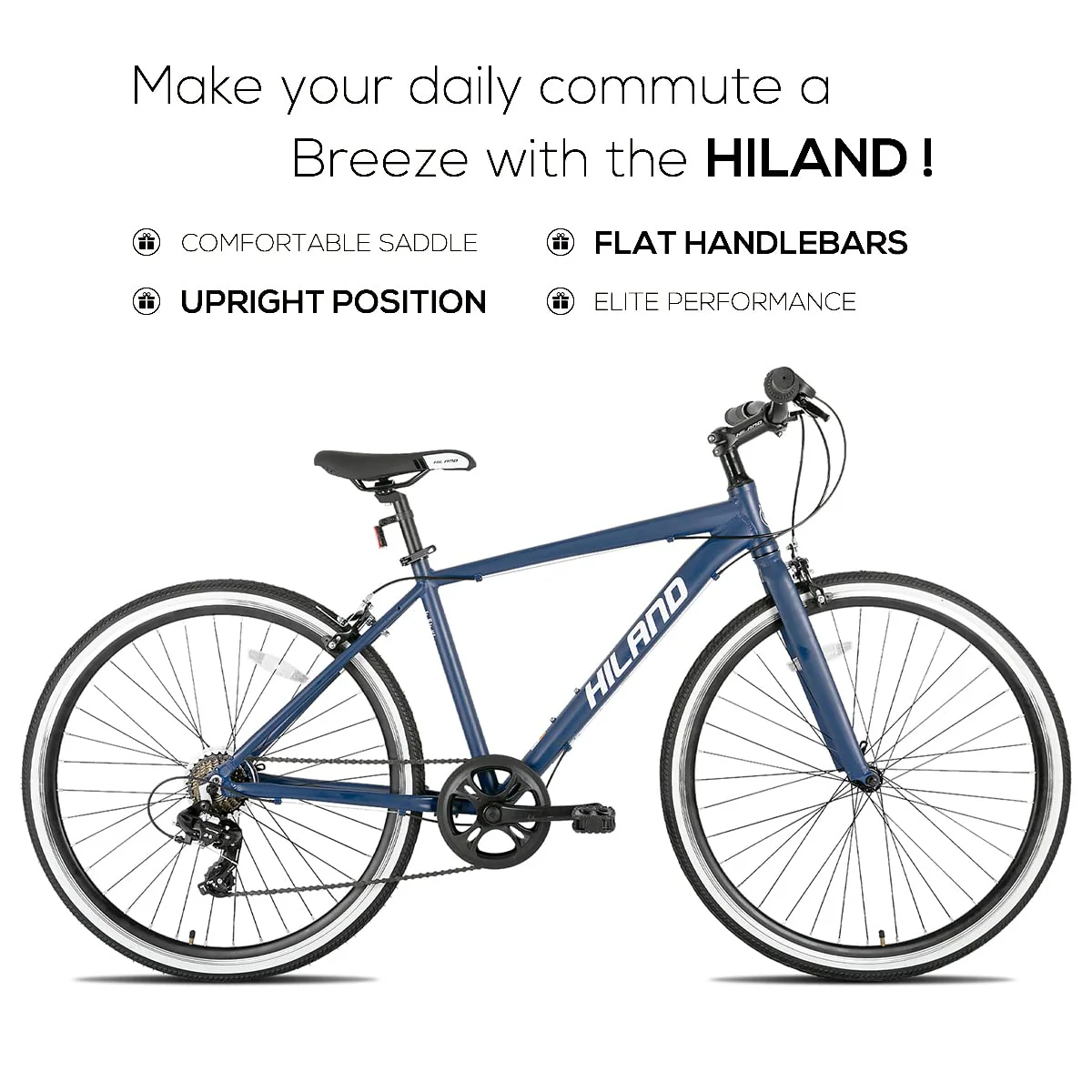 Hiland 28 Zoll 700C Trekking Bike Cityrad Damenrad 7 Gang Tiefem Durchstieg Hybrid Fahrrad Pendlerfahrrad für Frauen blau - Image 9