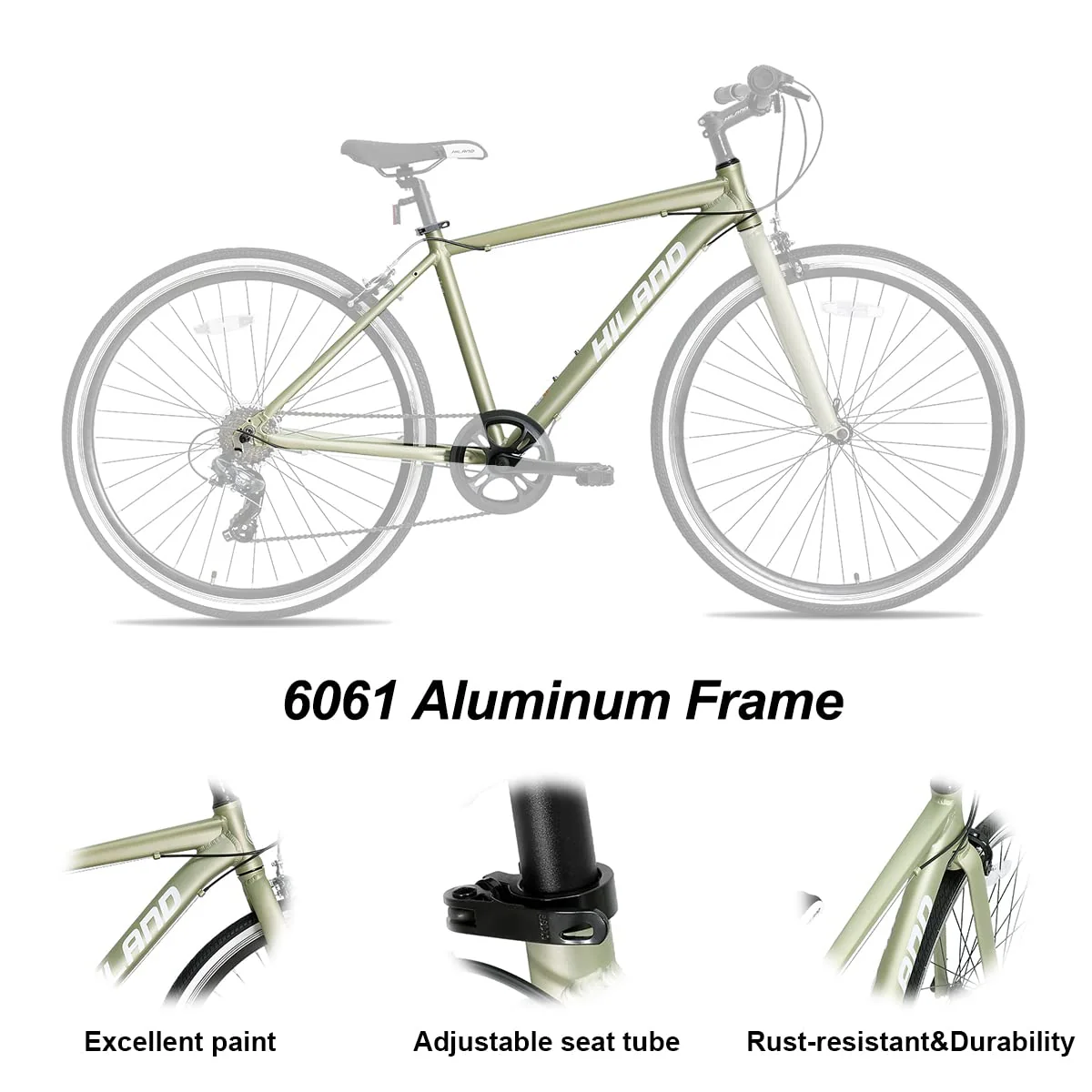 Hiland 28 Zoll 700C Trekking Bike Cityrad Damenrad 7 Gang Tiefem Durchstieg Hybrid Fahrrad Pendlerfahrrad für Frauen grün - Image 3