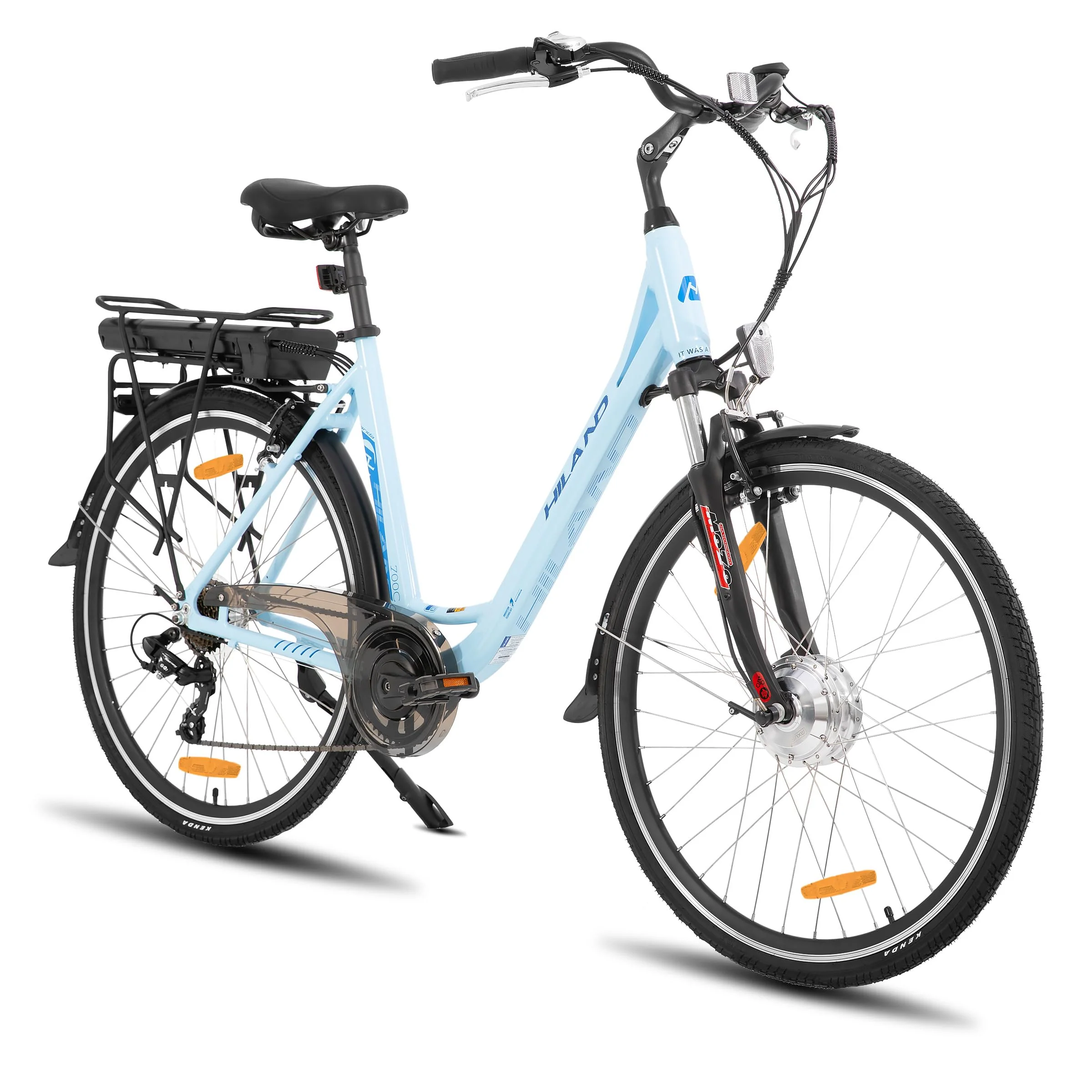Hiland 28 Zoll Elektrofahrrad für Männer und Frauen, 250W City Pendler Elektrofahrrad, E City Bike für Erwachsene, Weiß - Image 3