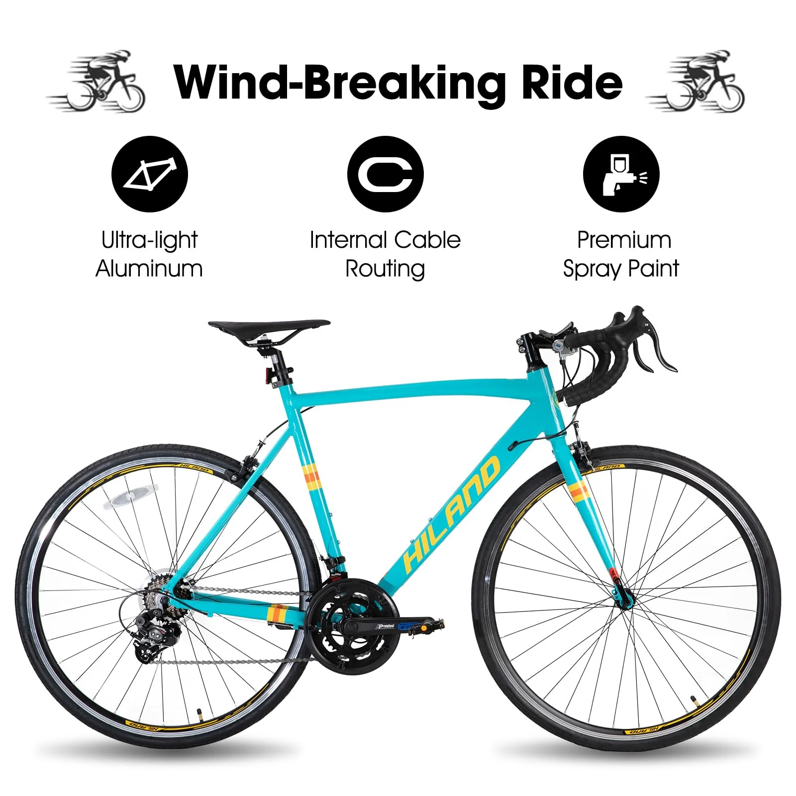 Hiland 28 Zoll Rennrad 14 Gang, Aluminium Rahmen 700c Rennrad, 530mm Rahmen City Pendler Fahrrad für Männer Frauen Grün - Image 3