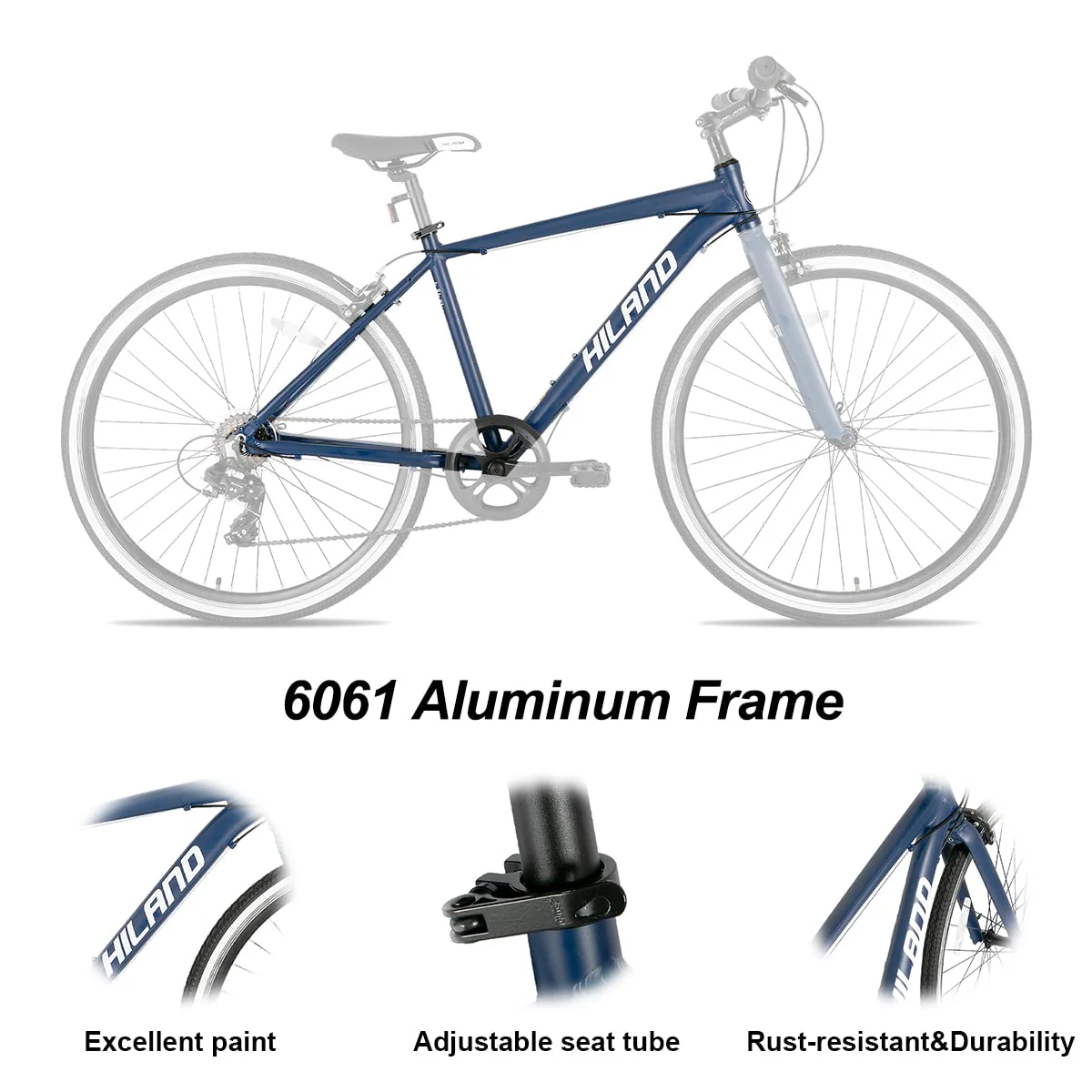 Hiland 28 Zoll Rennrad Citybike für Herren und Damen, 7-Gang City Pendlerfahrrad für Erwachsene, 700C Blau Fahrrad - Image 10