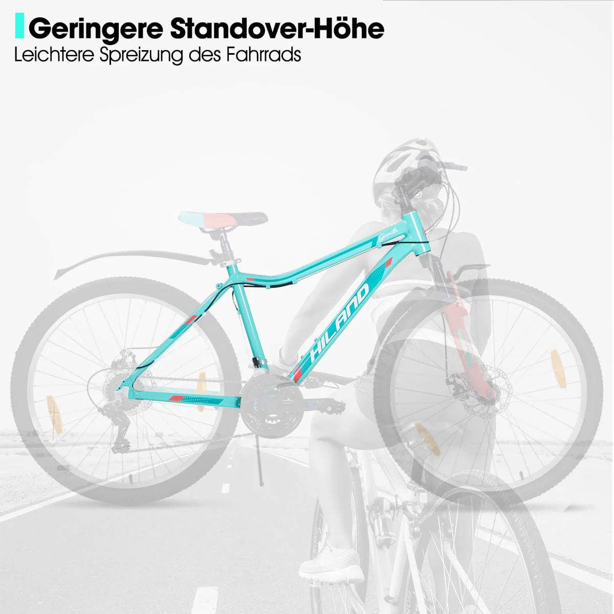 Hiland Damen Mountainbike 26 Zoll, Aluminium Rahmen 18 Gang MTB für Frauen, Damen und Mädchen Mountainbike mit Doppelscheibenbremse Federgabel, Mintgrün - Image 6
