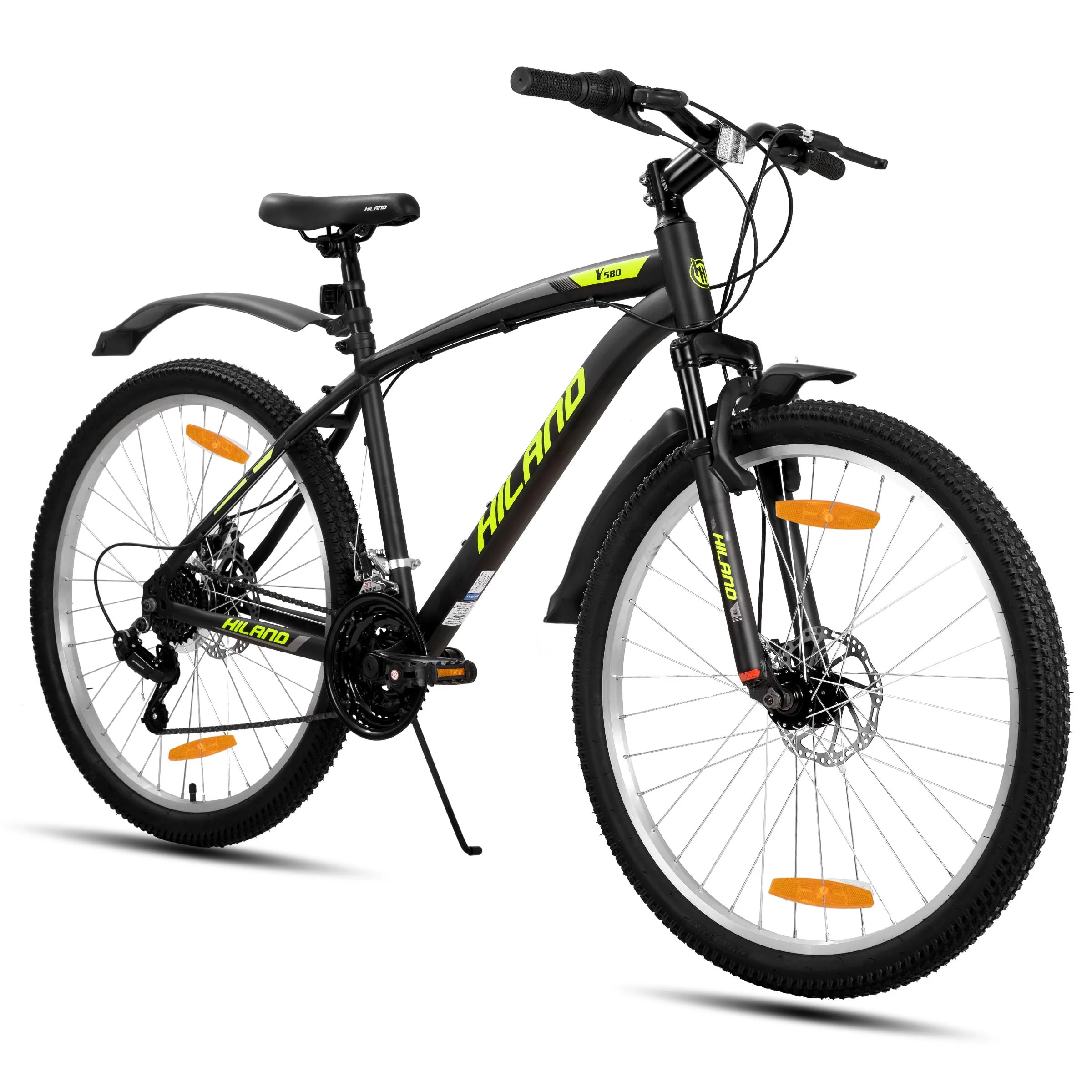 HILAND Mountainbike 27,5 Zoll, 18 Gang Herren und Damen MTB mit Doppelte Scheibenbremsen, 26 Zoll Mountainbike für Erwachsene mit Federgabel, MTB für Männer und Frauen, Gelb