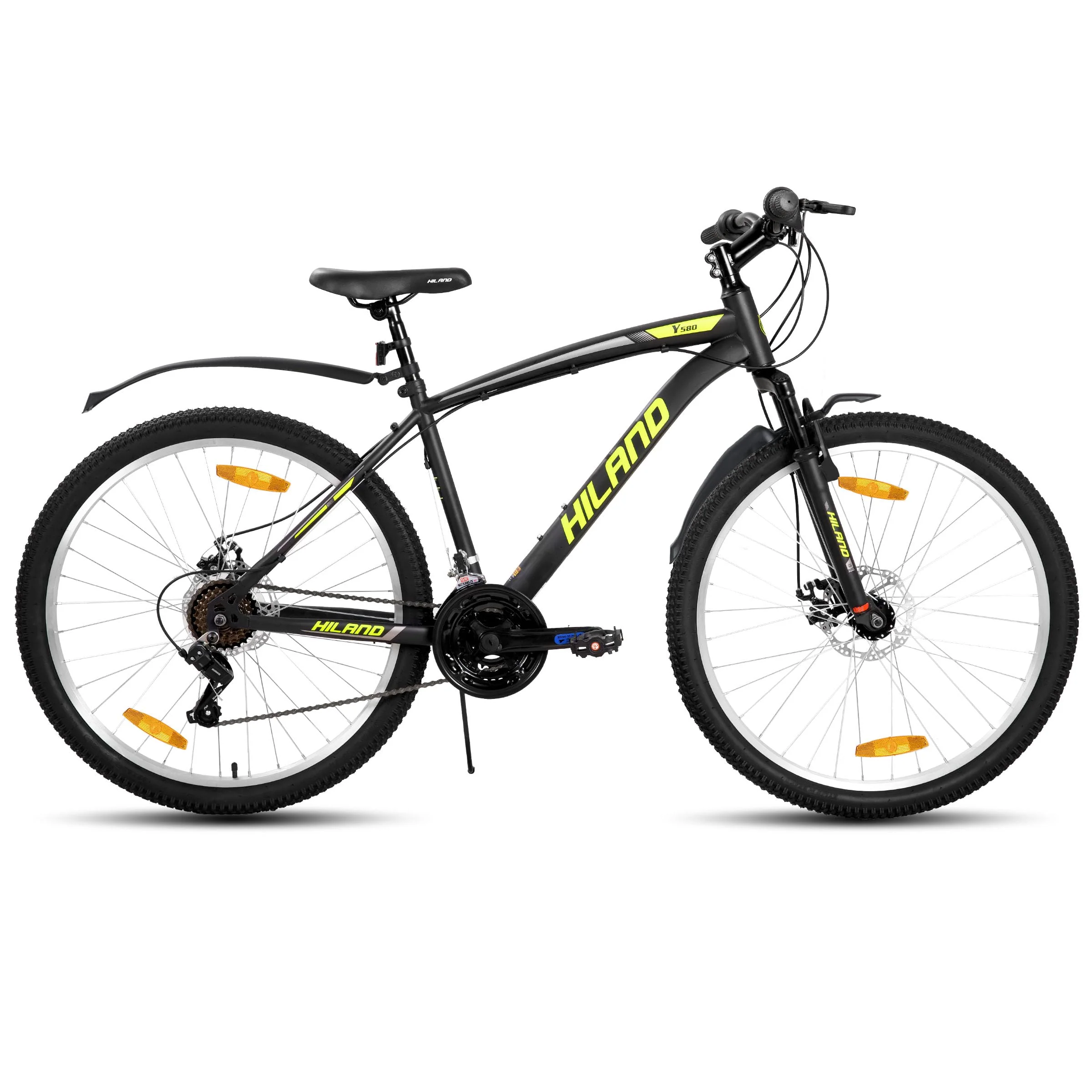 HILAND Mountainbike 27,5 Zoll, 18 Gang Herren und Damen MTB mit Doppelte Scheibenbremsen, 26 Zoll Mountainbike für Erwachsene mit Federgabel, MTB für Männer und Frauen, Gelb - Image 2