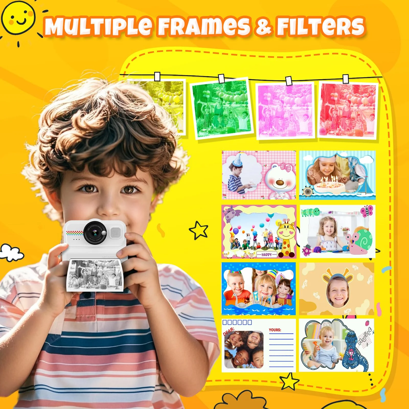 HiMont Kinderkamera Sofortbildkamera, 1080P Sofortbildkamera Kinder mit 32GB Karte & 3 Rollen Druckpapier, lustige Kinderspielzeug Geschenke für Jungen & Mädchen von 3-12 Jahren - Image 4