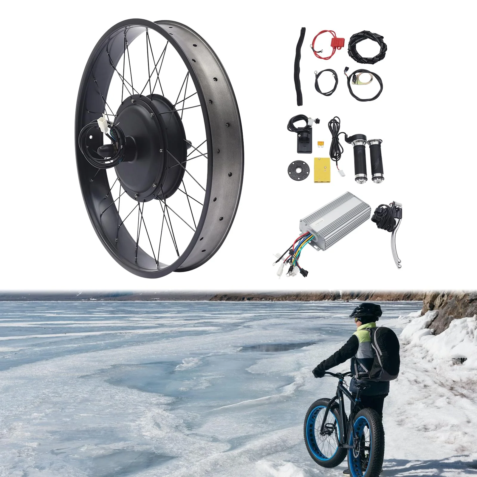 HINOPY 26 Zoll 48V 1500W Fat-Bike Fatbike Umbausatz E-Bike Elektrofahrrad Hinterradnabe Motor - Image 4