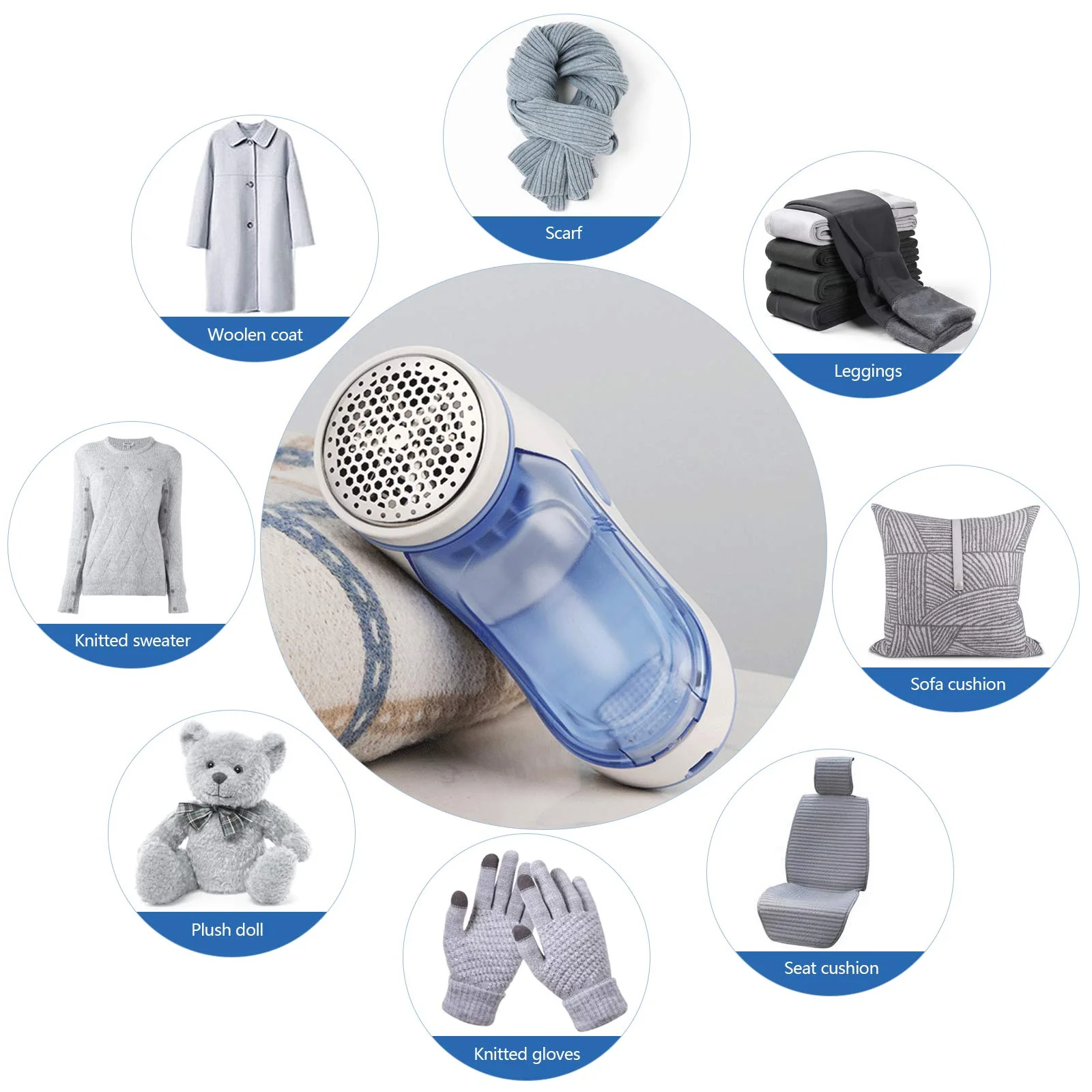 Hippodance Fusselrasierer Elektrisch,Fabric Shaver, Fusselentferner für Pullover und Wolle mit USB Kable Austauschbare Klinge,für Pullover und Wolle(Blau) - Image 4