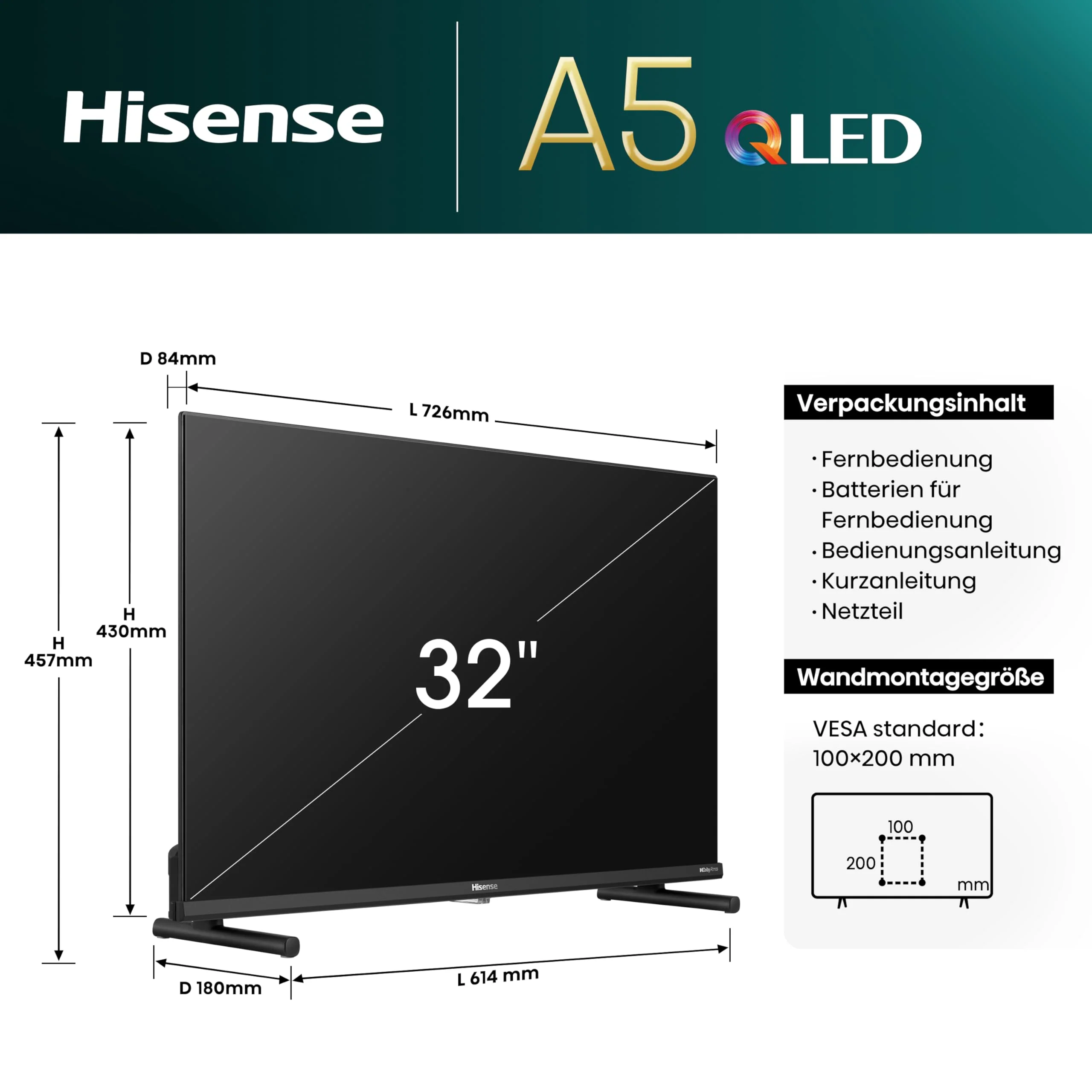 Hisense 32A5NQ 80 cm (32 Zoll) QLED Fernseher Full HD, Smart TV, Triple Tuner, AI Sports Mode, Dolby Atmos, Share to TV, Duale Positionierung, WiFi, Game & Hotel Modus, Schwarz [2024] - Image 16