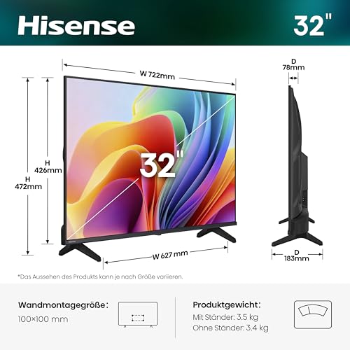 Hisense 32E4DS Fernseher 32 Zoll, 4K FHD Smart TV, Hi-View AI Engine, 60Hz Game Mode, Natural Colour Enhancer, Dolby Audio, DTS Virtual: X, Rauschunterdrückung, Airplay [2026] - Image 2