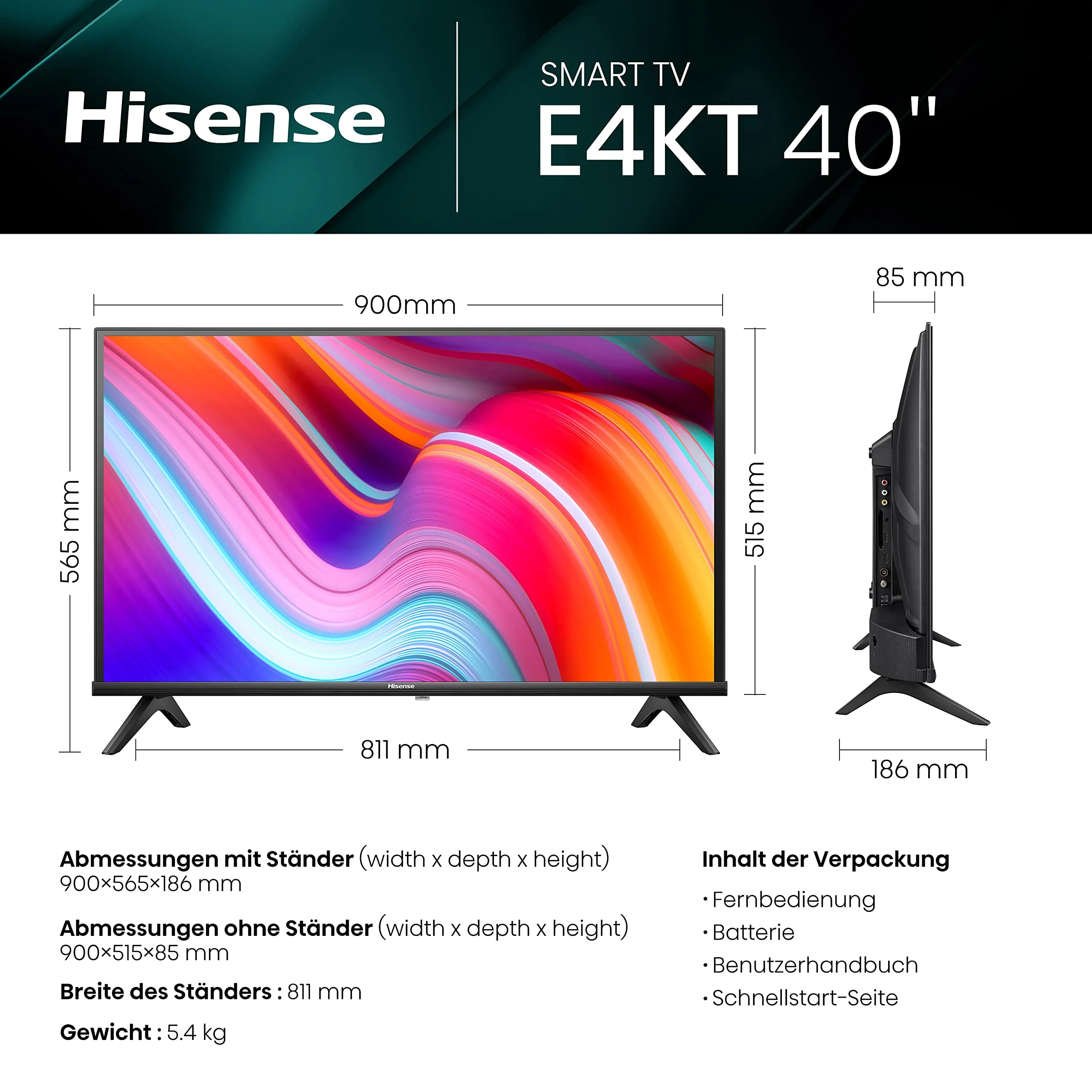 Hisense 40E4KT 101cm (40 Zoll) Fernseher Full HD Smart TV, Triple Tuner DVB-T2 / T/C / S2 / S, Works with Alexa, WiFi, Game Mode, Hotel Mode, Schwarz [2023], Betriebsystem VIDAA U - Image 13