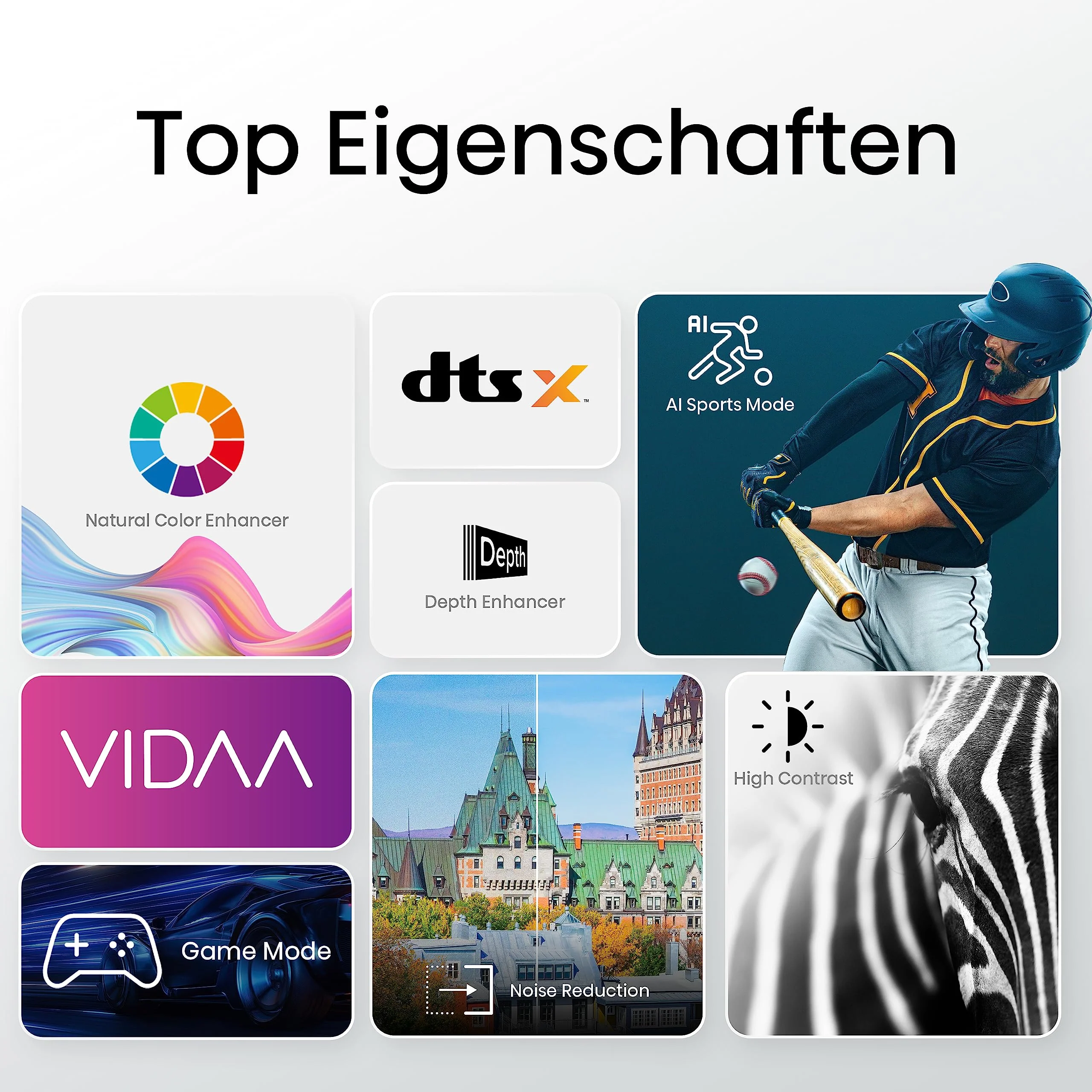 Hisense 40E4KT 101cm (40 Zoll) Fernseher Full HD Smart TV, Triple Tuner DVB-T2 / T/C / S2 / S, Works with Alexa, WiFi, Game Mode, Hotel Mode, Schwarz [2023], Betriebsystem VIDAA U - Image 6