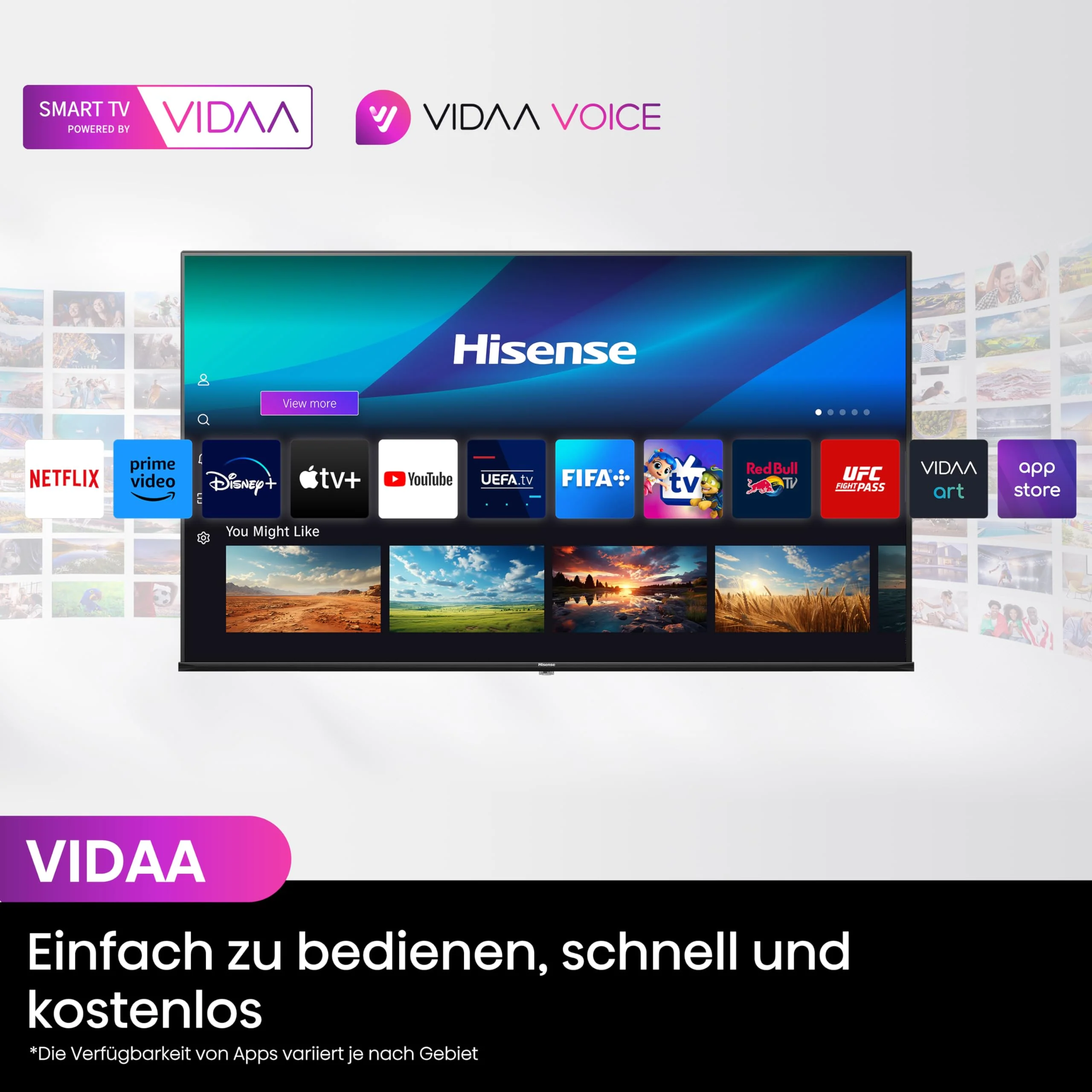 Hisense 43E7NQ 108 cm (43 Zoll) Fernseher, 4K UHD, QLED, HDR10, HDR10+ decoding, HLG, Dolby Vision Atmos, 60Hz Panel, Smooth Motion, Bluetooth, Alexa Built-in, VIDAA Voice, Schwarz [2024]