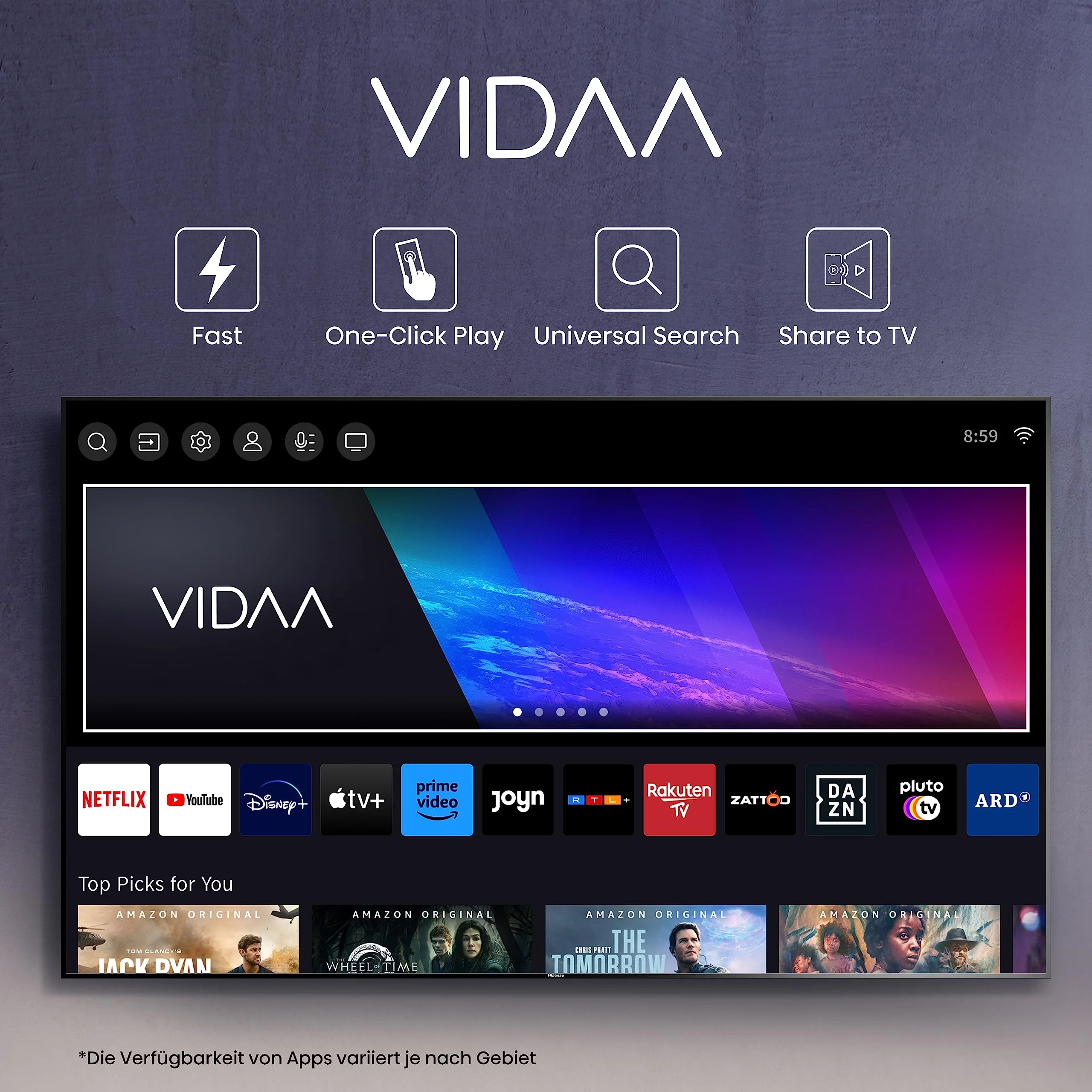 Hisense 50E7KQ QLED Smart TV 127cm (50 Zoll), 4K, HDR10, HDR10+ decoding, HLG, Dolby Vision, DTS Virtual, 60Hz Panel, Bluetooth, Alexa Built-in, VIDAA Voice, schwarz [2023 - Image 11