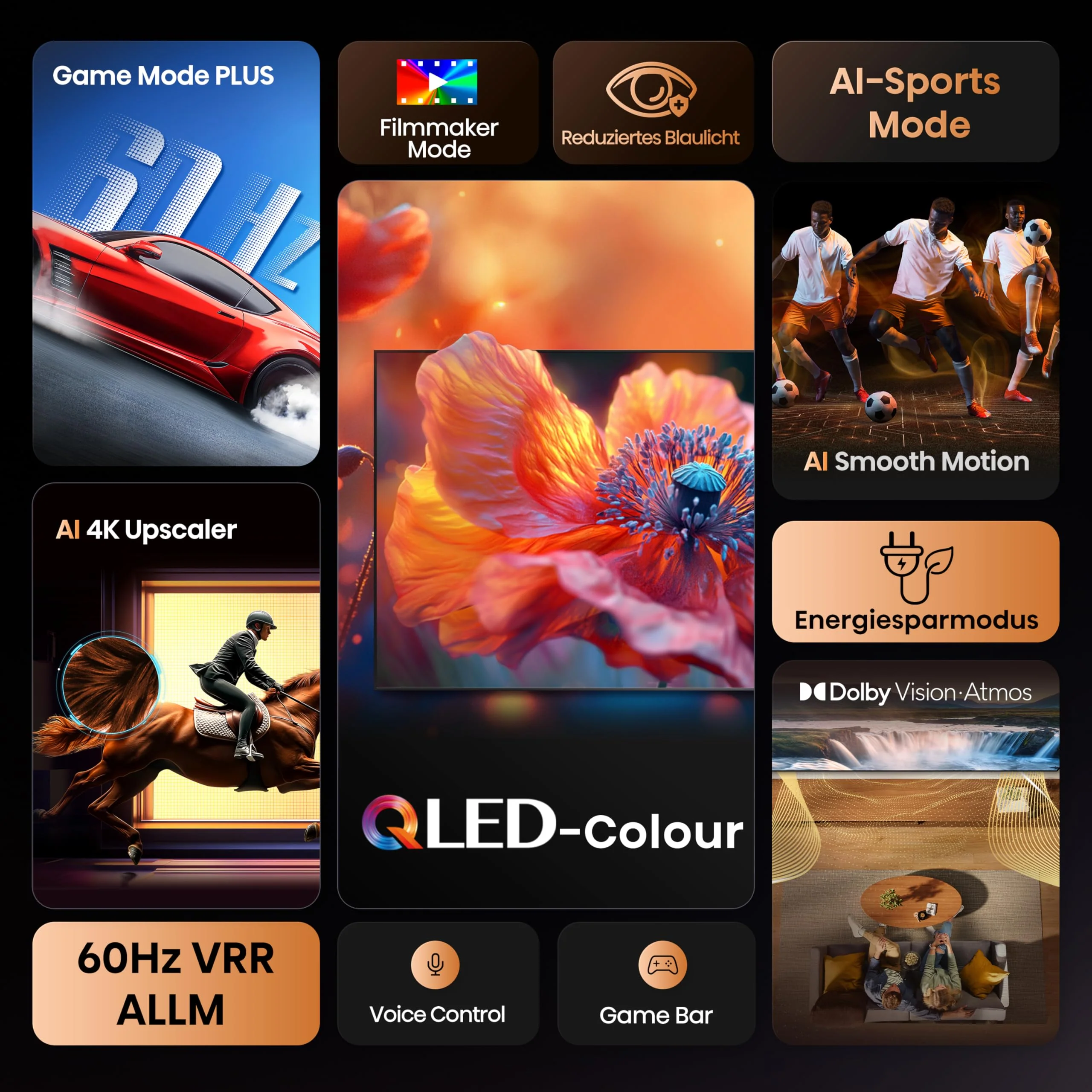 Hisense 50E7Q Fehrnseher, 50 Zoll, 4K QLED, Smart TV, Game Mode Plus, Filmaker Mode, Dolby Vision Atmos, HDR10, HLG, HDR Immersive, AI 4K Upscaler, Dolby MS12, DTS X, Sprachsteuerung [2025] - Image 13
