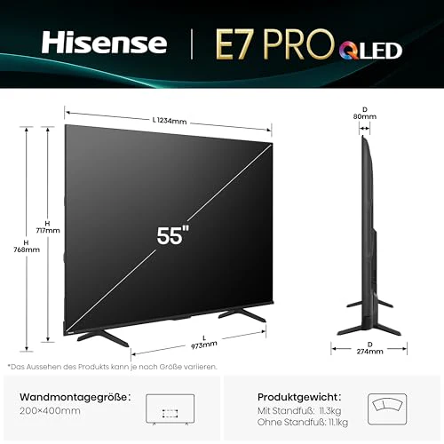 Hisense 55E7Q PRO Fernseher 139cm (55 Zoll) 4K UHD QLED, Smart TV,144Hz Game Mode PRO,Filmaker Mode, AMD FreeSync Premium,AI HDR Upscaler,Dolby Vision IQ,Dolby Atmos,Sprachsteuerung[2025] - Image 2