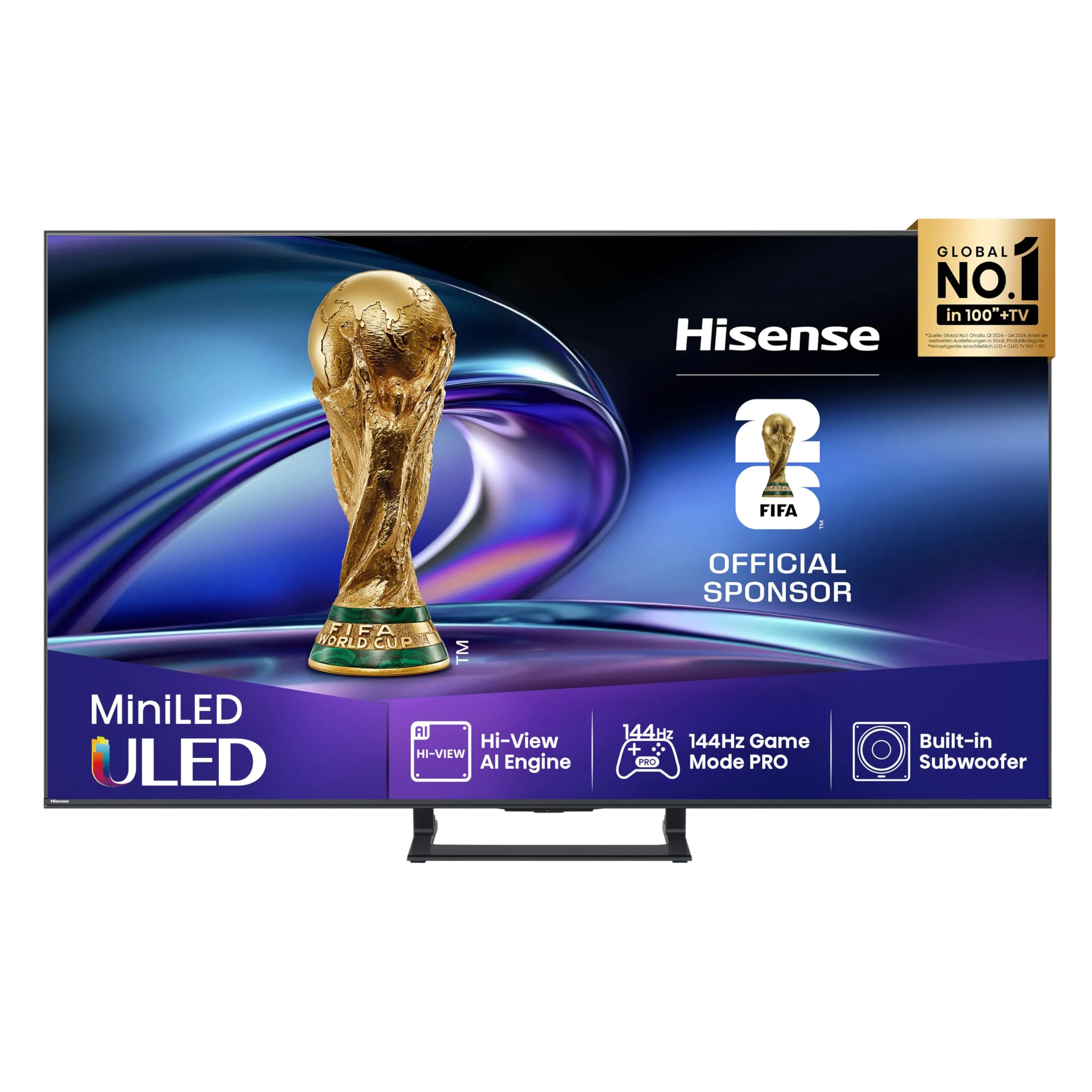 Hisense 55E89Q Fernseher, 55 Zoll (139cm), 4K ULED Mini LED, Smart TV, 144Hz Game Mode PRO, Hi-View AI Engine, AI Smoothmotion, Built-in Subwoofer, Dolby Vision.Atmos, Filmmaker Mode, Hi-Concerto