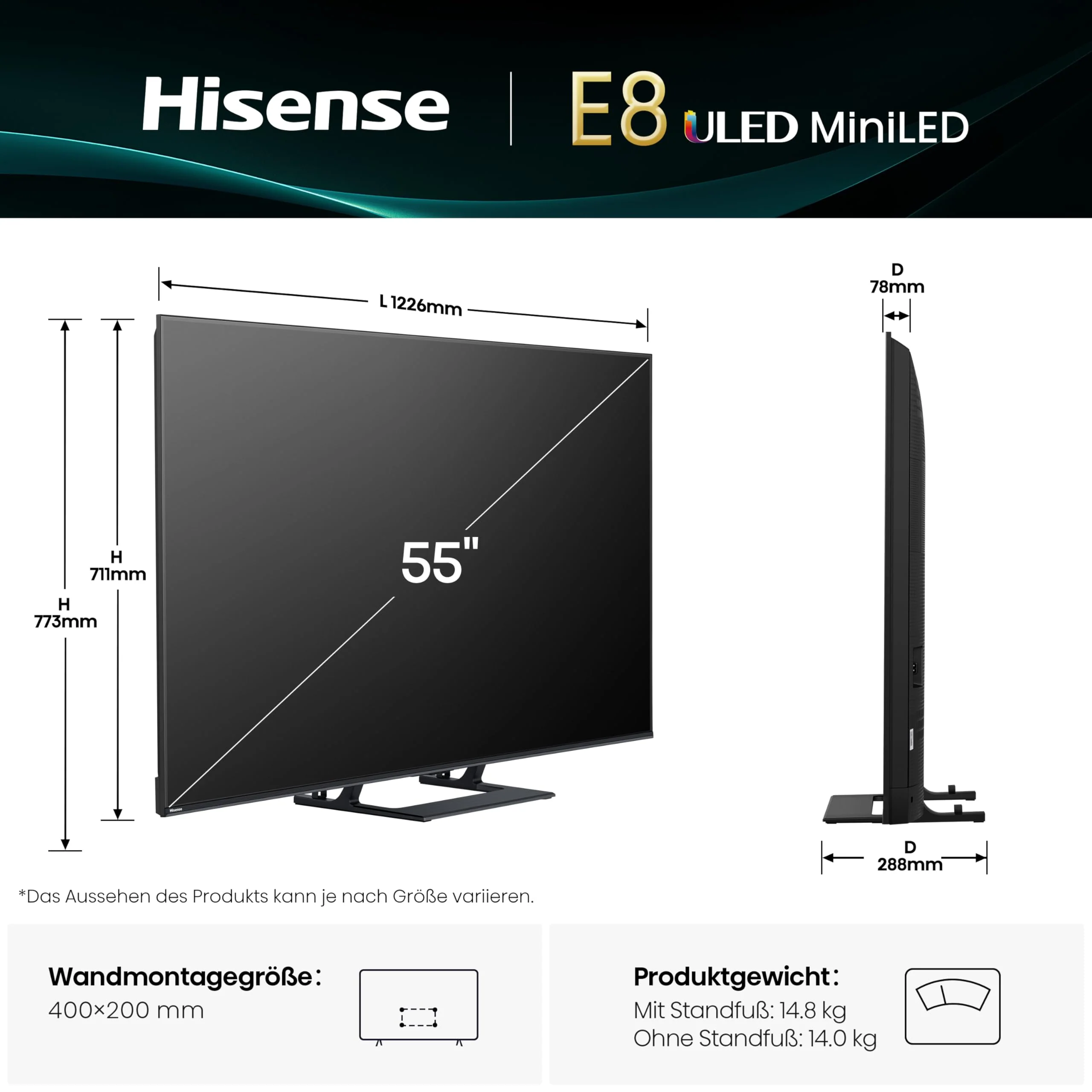 Hisense 55E89Q Fernseher, 55 Zoll (139cm), 4K ULED Mini LED, Smart TV, 144Hz Game Mode PRO, Hi-View AI Engine, AI Smoothmotion, Built-in Subwoofer, Dolby Vision.Atmos, Filmmaker Mode, Hi-Concerto - Image 13