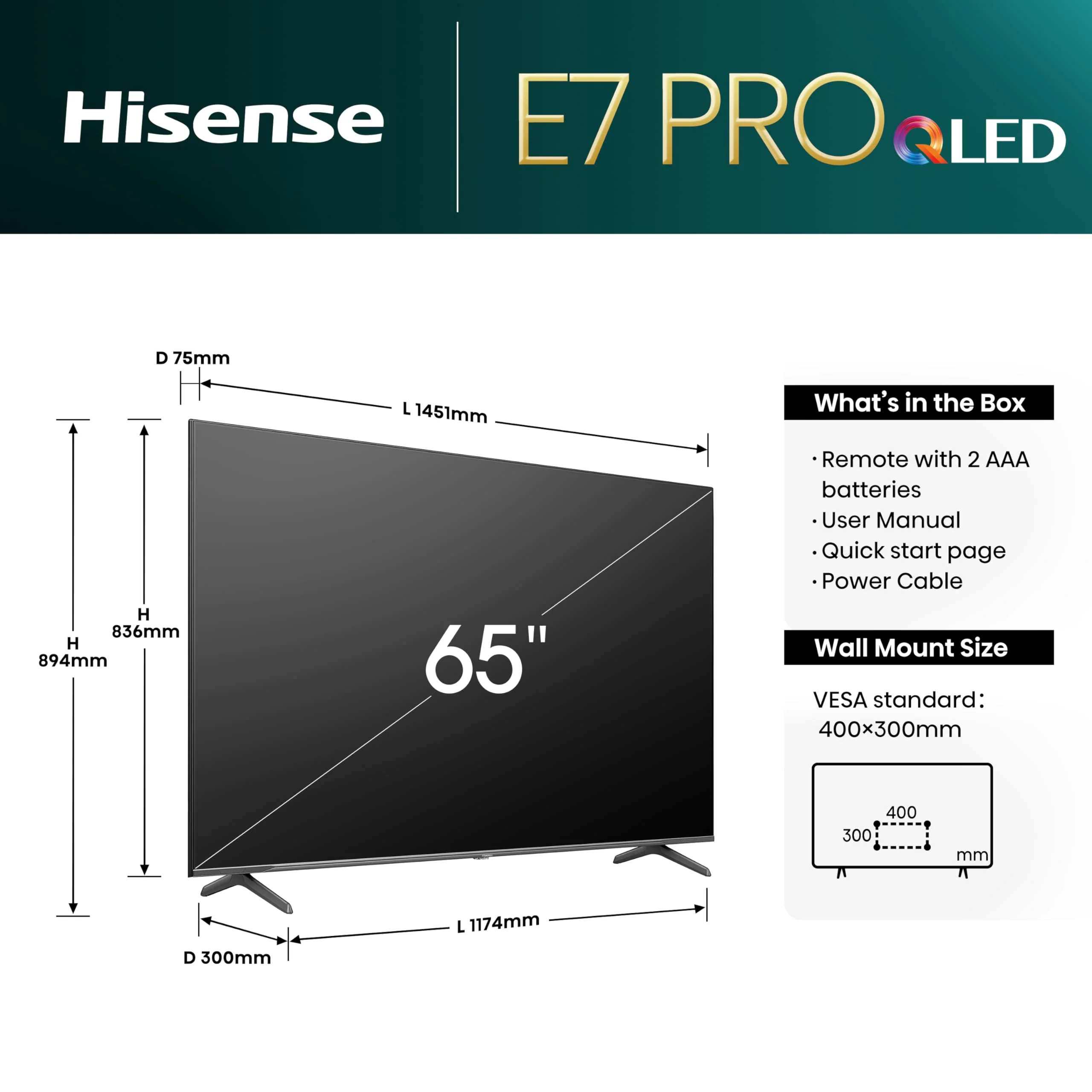 Hisense 65E7NQ Pro 164 cm (65 Zoll) Fernseher, 4K UHD, QLED, Smart TV, Total HDR, Dolby Vision IQ Atmos, 144Hz (VRR), HDMI 2.1, Game Mode PRO, Triple Tuner, Alexa Built-In, Dunkelgrau, [2024] - Image 12