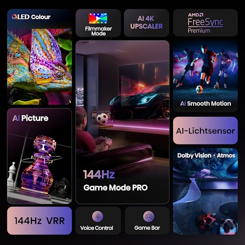 Hisense 65E7Q PRO Fehrnseher,65 Zoll, 4K UHD QLED, Smart TV,144Hz Game Mode PRO,Filmaker Mode, AMD FreeSync Premium,AI HDR Upscaler,Dolby Vision IQ,Dolby Atmos,Sprachsteuerung [2025] - Image 3