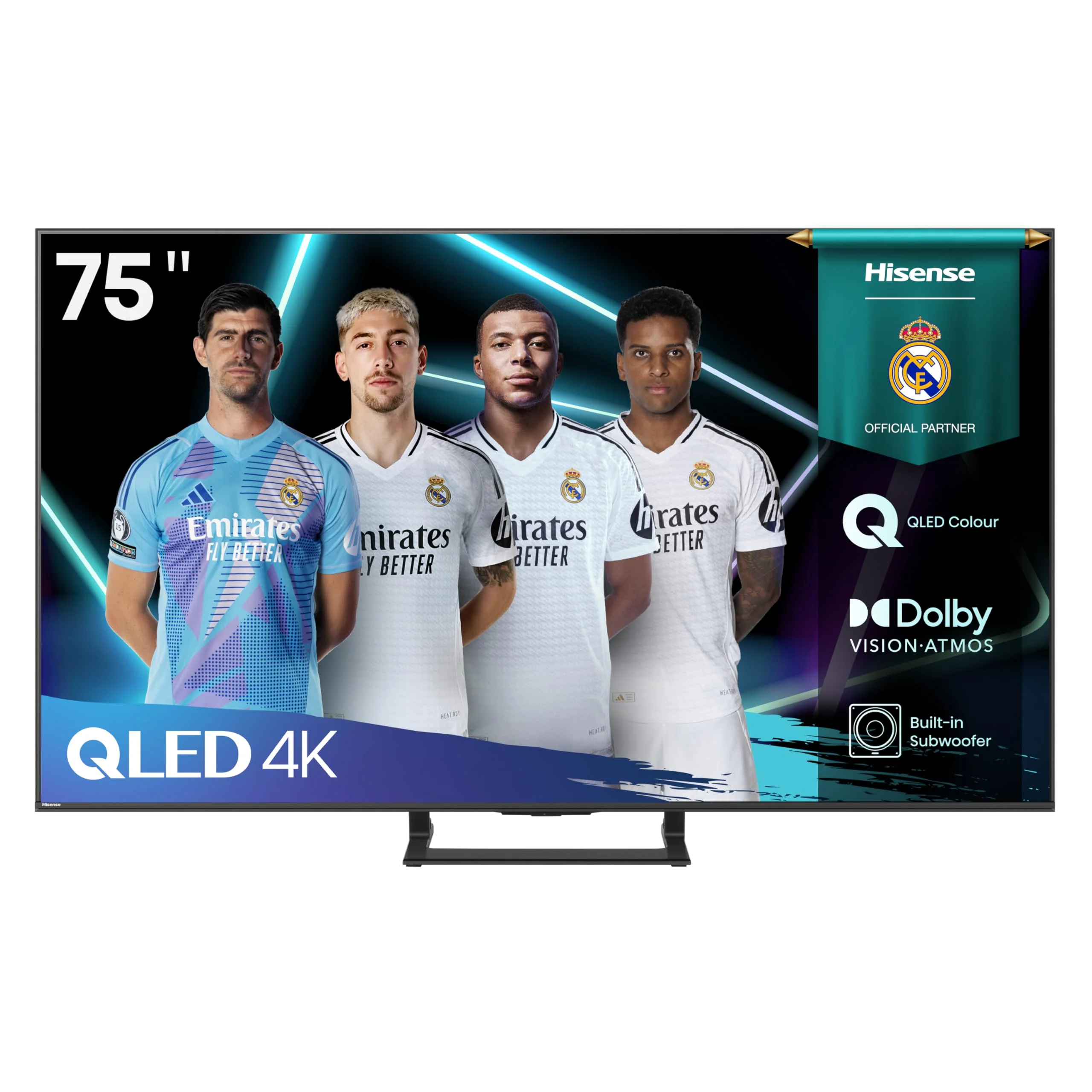 Hisense 75A7Q QLED Smart TV, 190 cm (75 Zoll), sanfte Bewegungen IA, Dolby Vision, Dolby Atmos, integrierter Subwoofer, Spielmodus Plus, Sportmodus, Bluetooth & HDMI 2.1, Sprachsteuerung Alexa