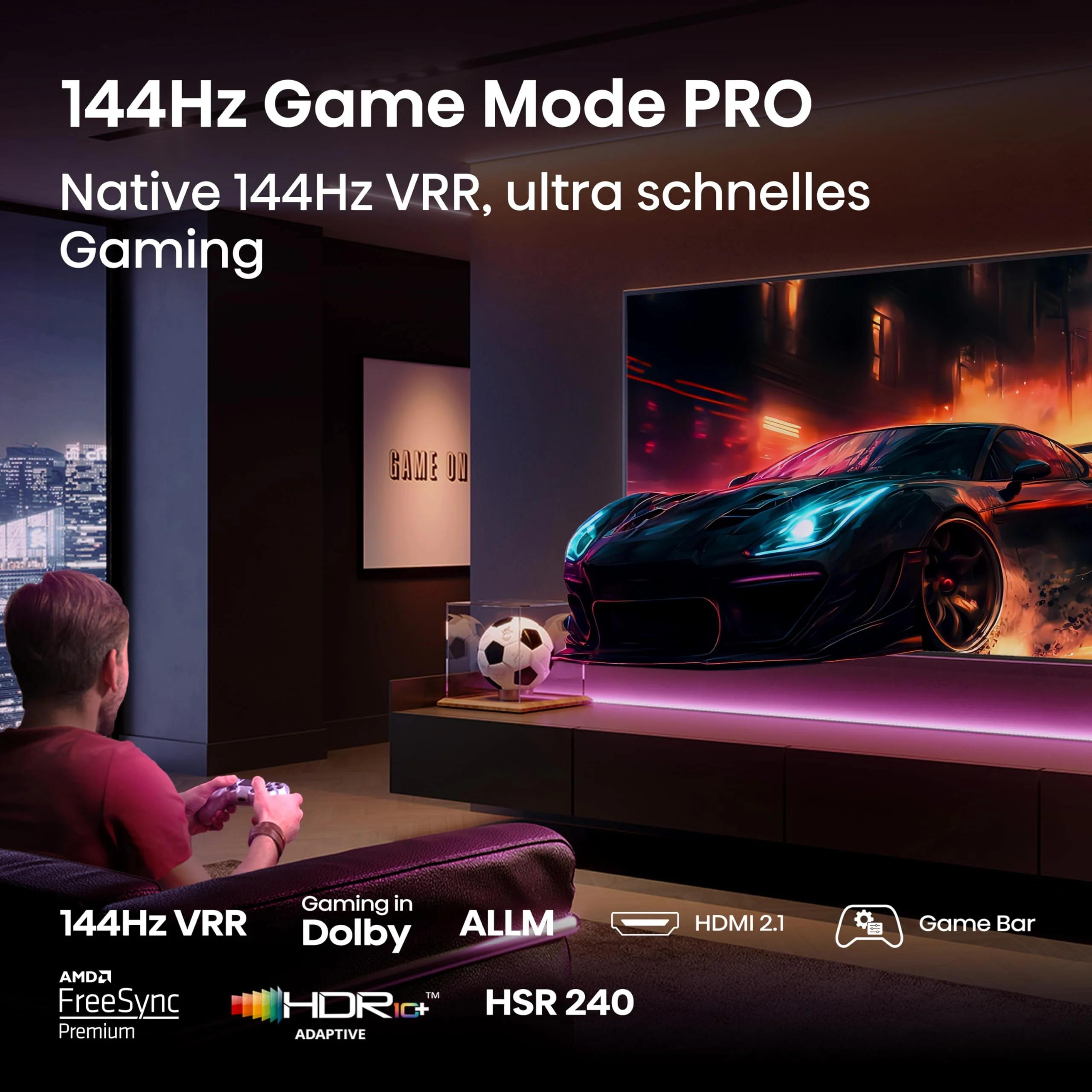 Hisense 98E7Q Fernseher, 98 Zoll (248 cm), 4K UHD QLED, Smart TV, 144Hz Game Mode PRO, AI 4K Upscaler, AI Smoothmotion, AI Lichtsensor, QLED Colour, Dolby Vision Atmos, Sprachsteuerung, EZPlay - Image 10