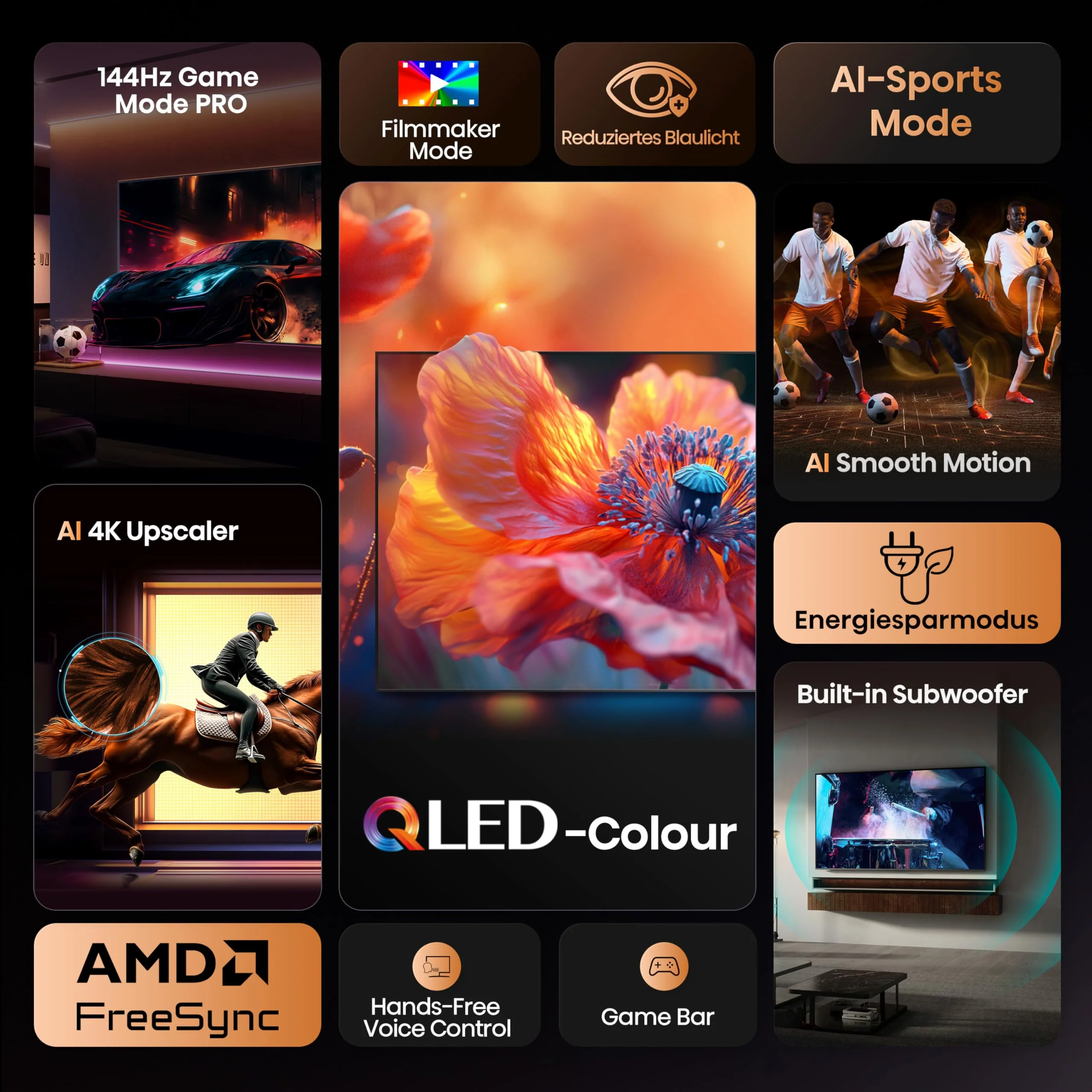 Hisense 98E7Q Fernseher, 98 Zoll (248 cm), 4K UHD QLED, Smart TV, 144Hz Game Mode PRO, AI 4K Upscaler, AI Smoothmotion, AI Lichtsensor, QLED Colour, Dolby Vision Atmos, Sprachsteuerung, EZPlay - Image 12