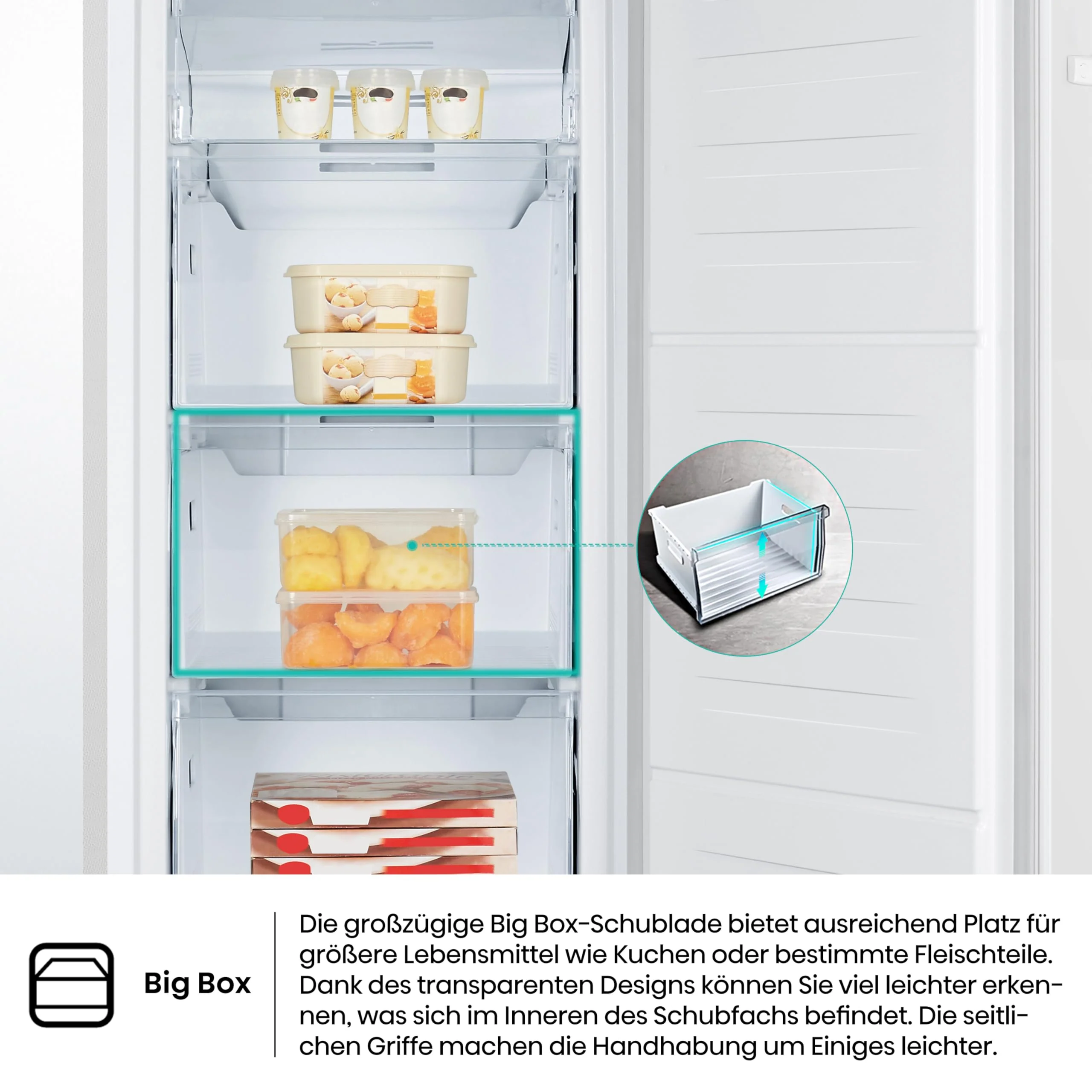 Hisense FV191N4AW2 Gefrierschrank/ TotalNoFrost/ SuperFreeze/ Türalarm/ Multiflow 360°/ BigBox/ 143,4 cm/ Gefrierteil 147 l/ 41 dB/ 205 kWh/Weiß - Image 9