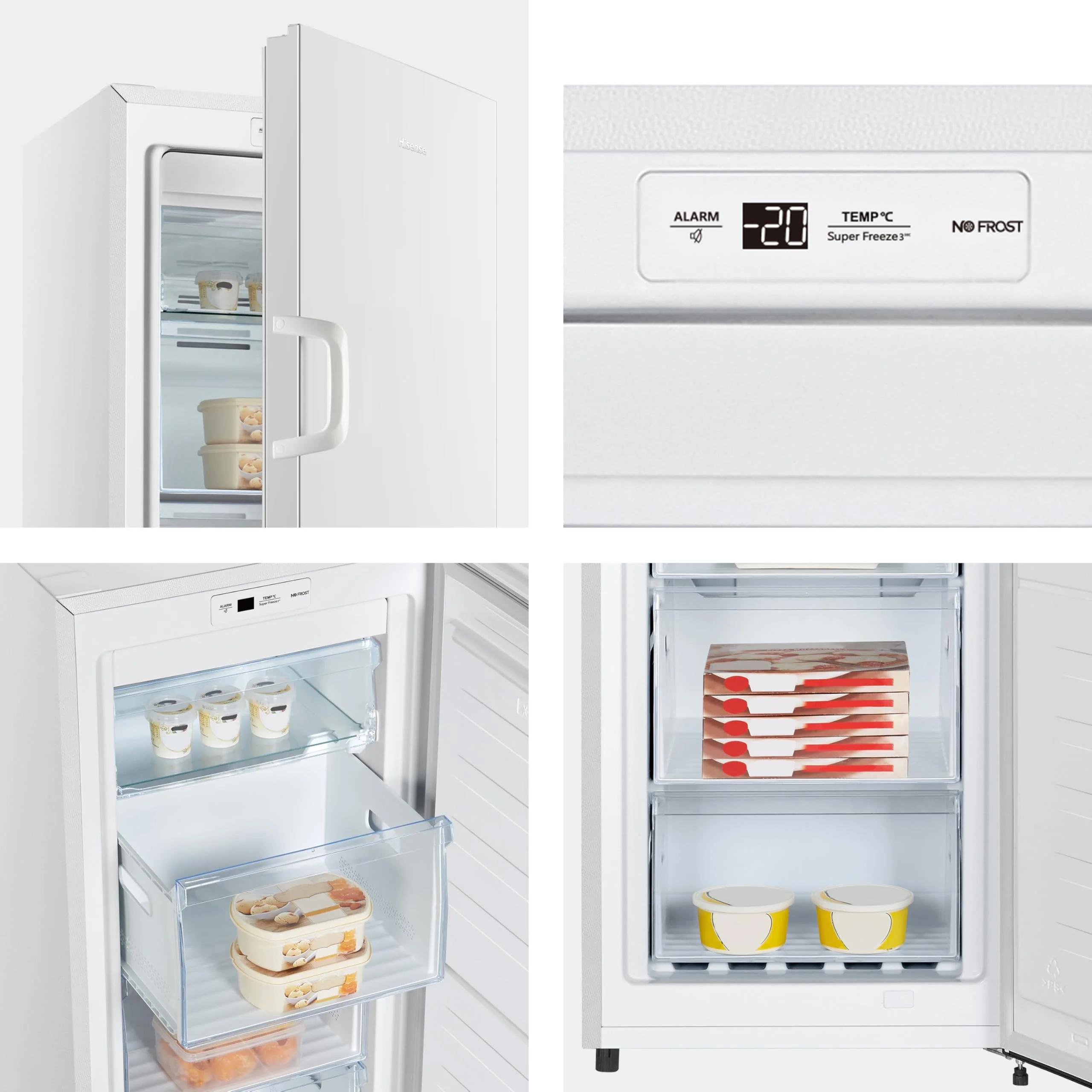 Hisense FV245N4AW2 Gefrierschrank/ TotalNoFrost/ SuperFreeze/ Türalarm/ BigBox/ 169,1 cm/ Gefrierteil 194 l/ 41 dB/ 219 kWh/ Jahr/ Inox-Look, Weiß - Image 8