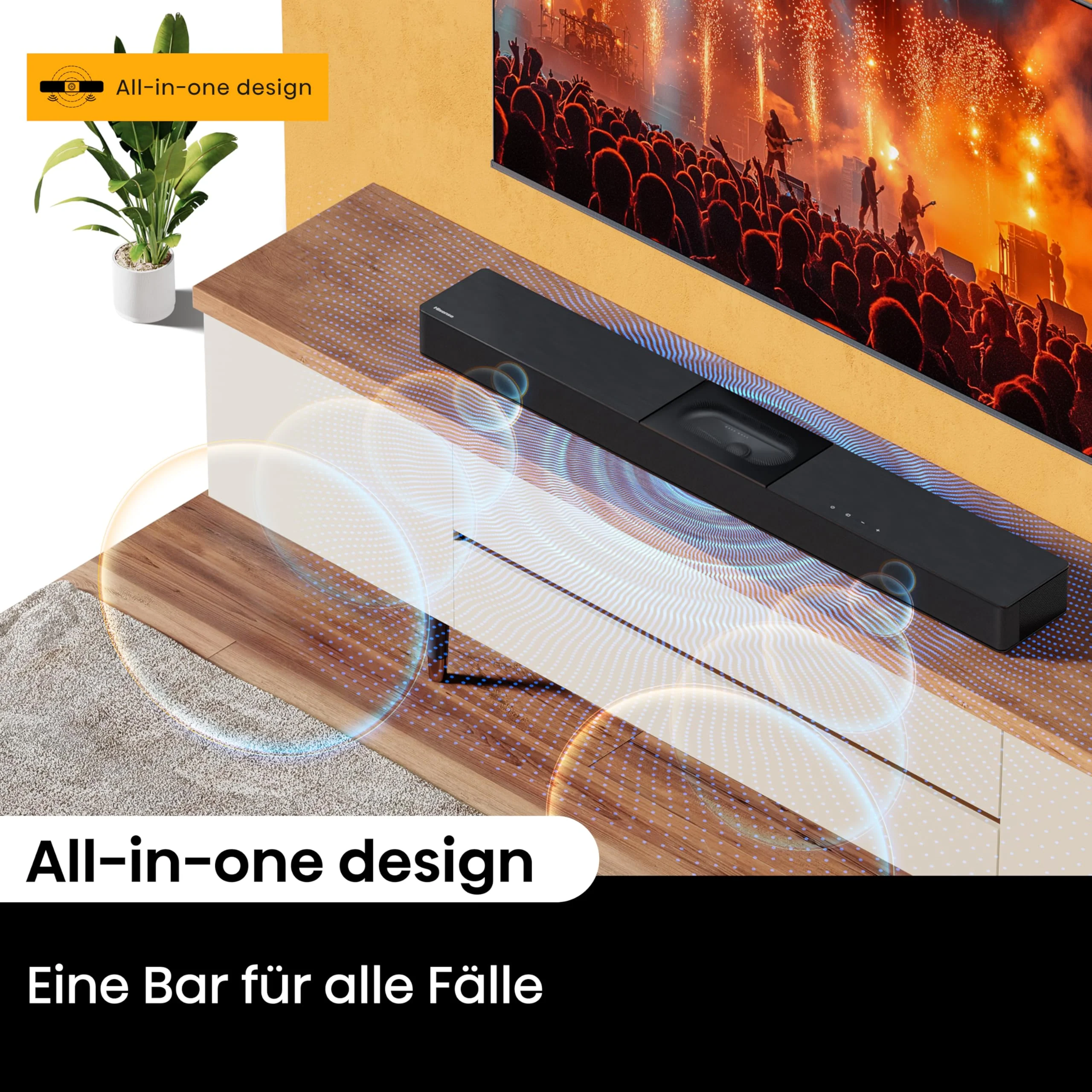 Hisense HS2000 2.1 Kanal Soundbar mit integriertem Subwoofer, 240W, Dolby Audio, Bluetooth, HDMI ARC/Optical/AUX/USB, Schwarz - Image 5
