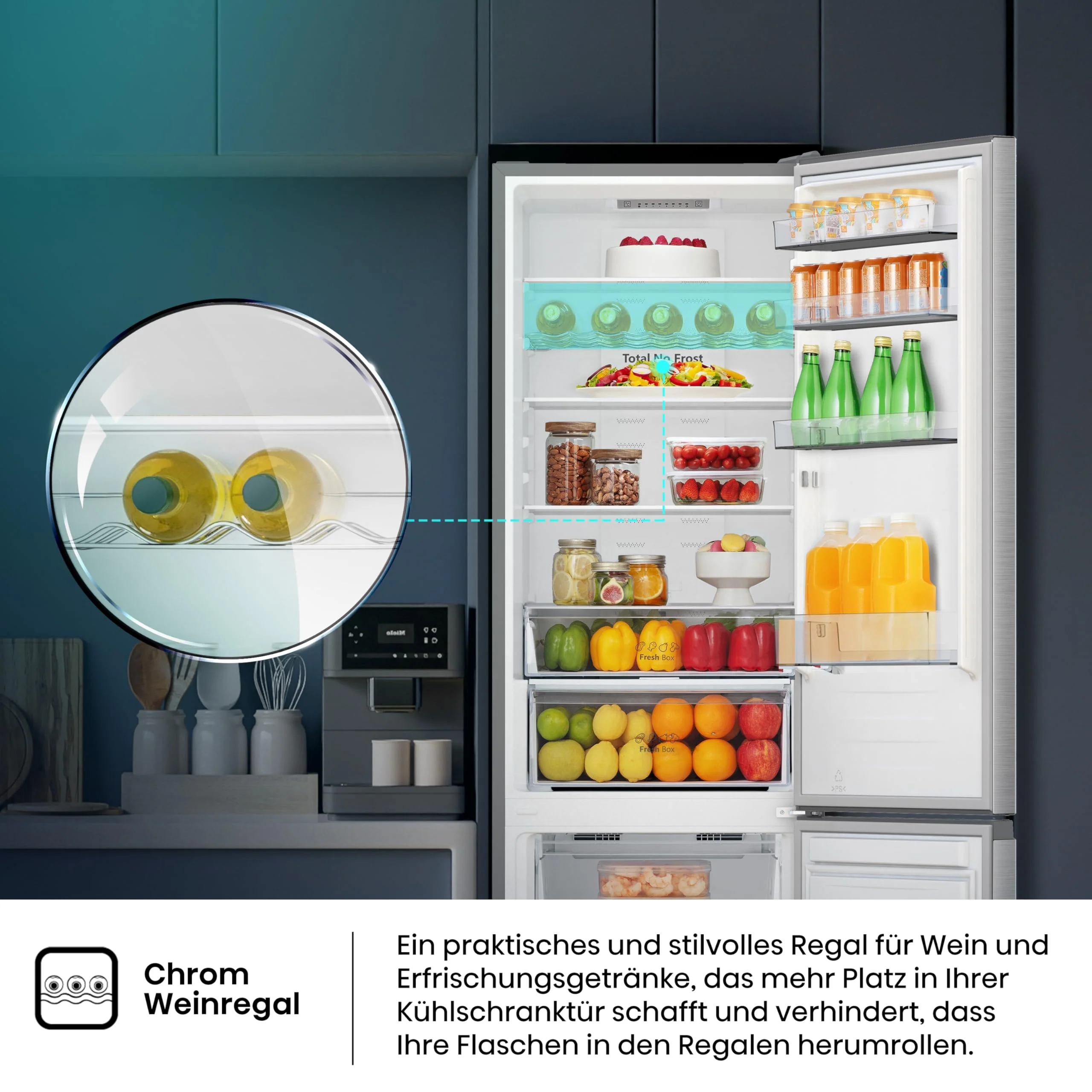 Hisense RB440N4ACA Kühl-Gefrier-Kombination/Höhe 201 cm/Kühlen 178 L/Gefrieren 98 L/LED Beleuchtung, Edelstahl - Image 14