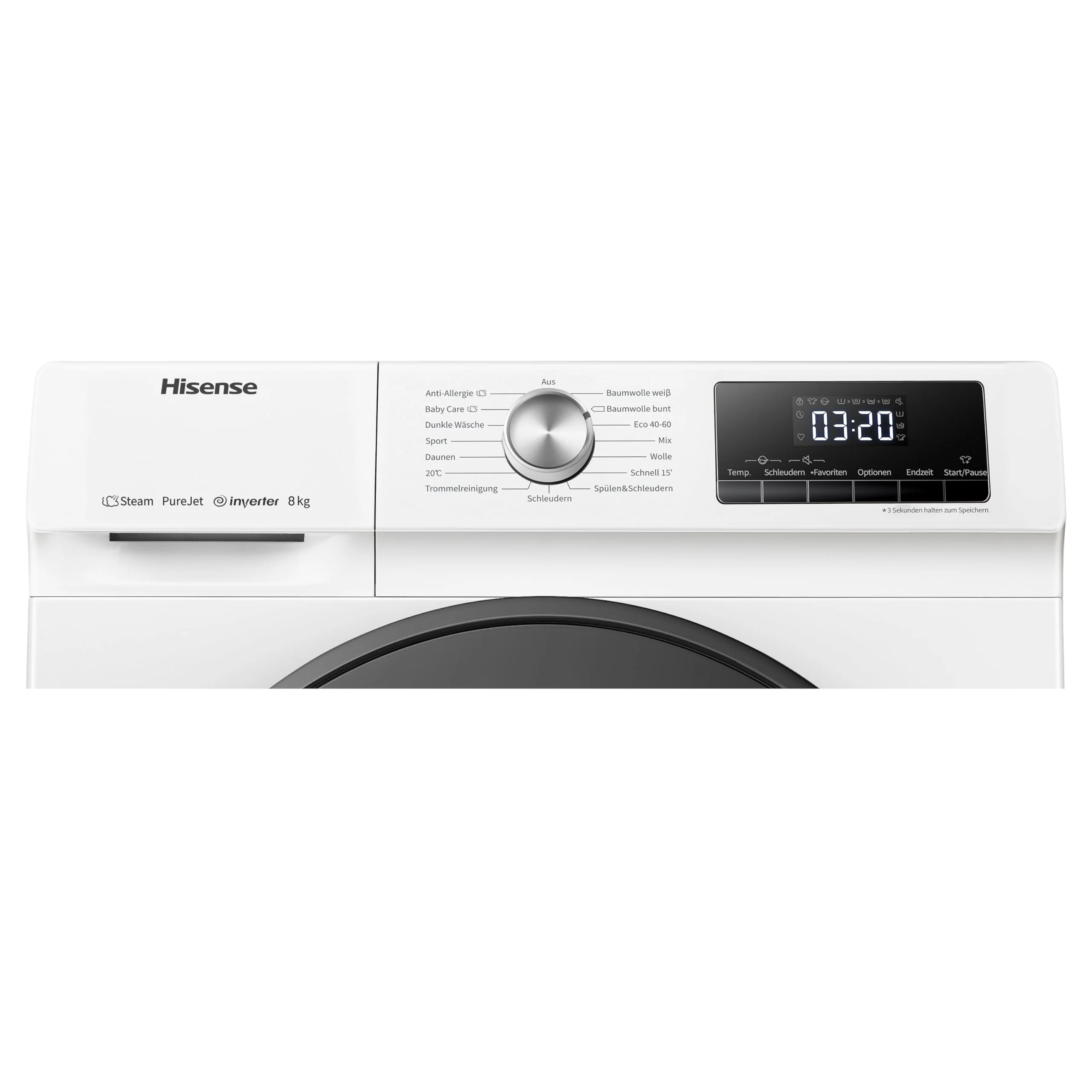 Hisense WFQA8014EVJM Waschmaschine mit Dampffunktion/ 8 kg/AquaStop/ 1400 U/min /15 Programme/Inverter PowerDrive Motor/Edelstahltrommel/Kindersicherung/Trommelreinigung/Weiß - Image 5